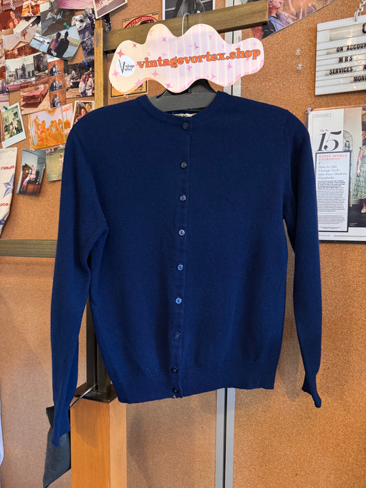 1960s Blue Scottish Wool Cardigan
