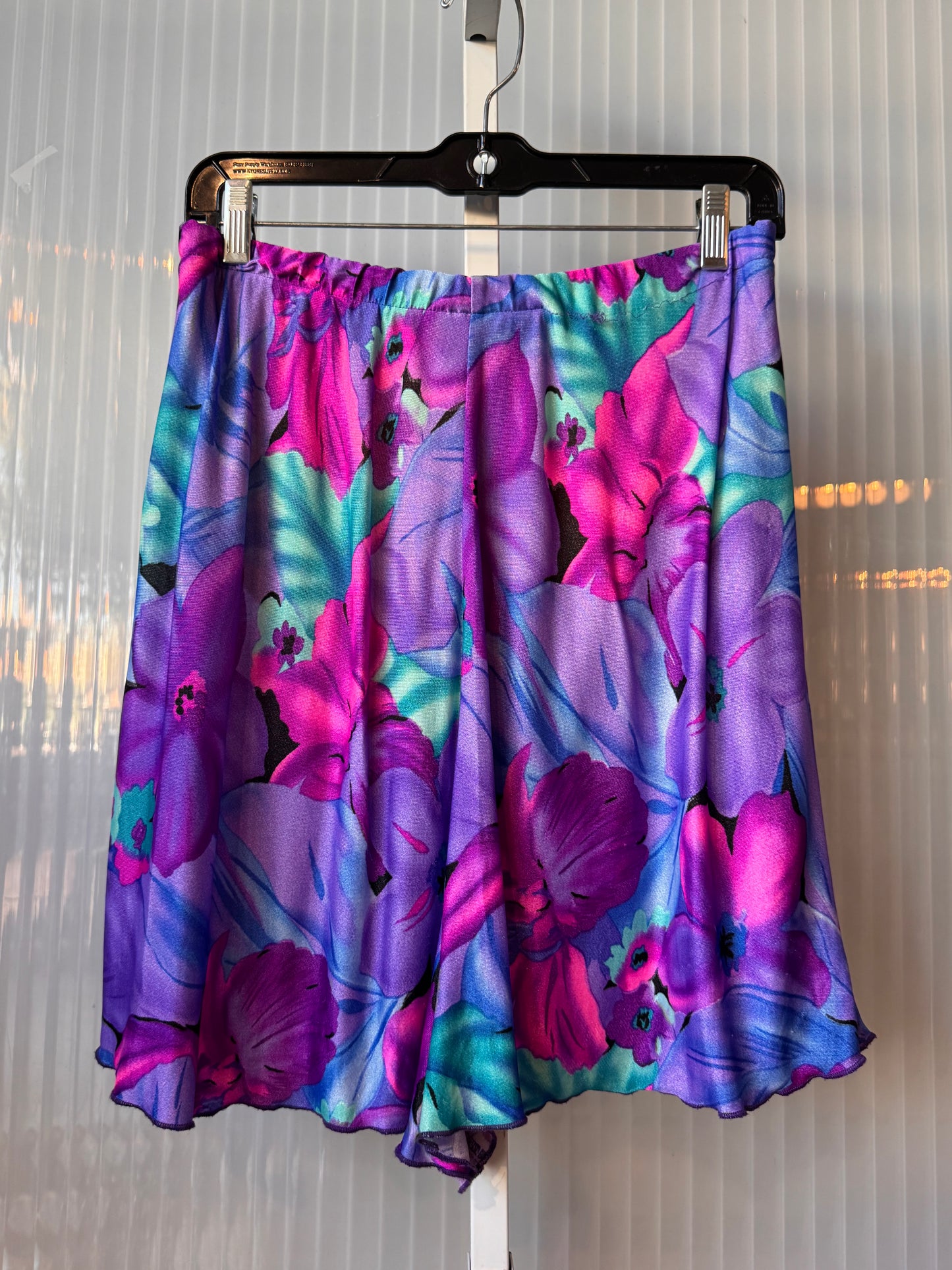 1980s Stretchy Multicolor Floral Print Lounge Shorts