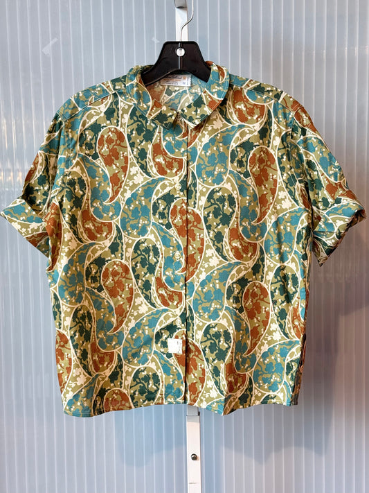 1960s Multicolored Short Sleeve Button Up Blouse