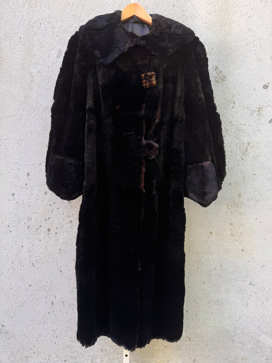 Black Seal Dyed Coney Full Length Fur Coat