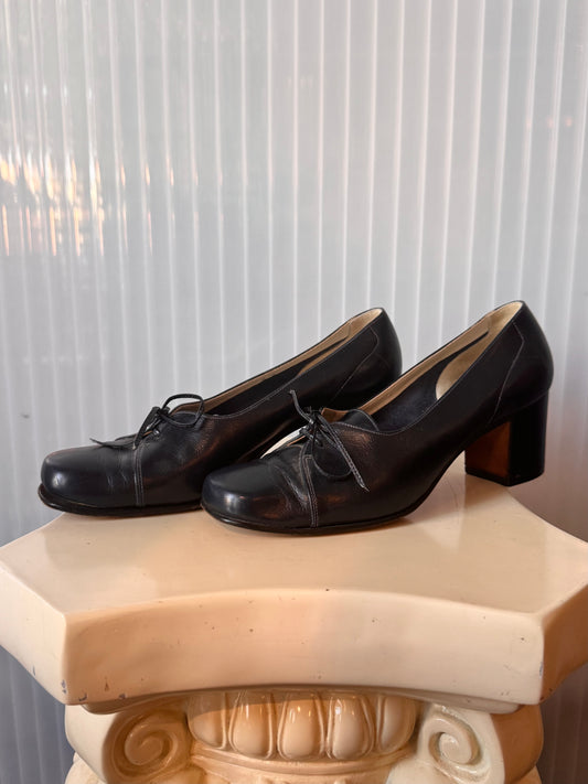 1960s Blue-Black Block Heels