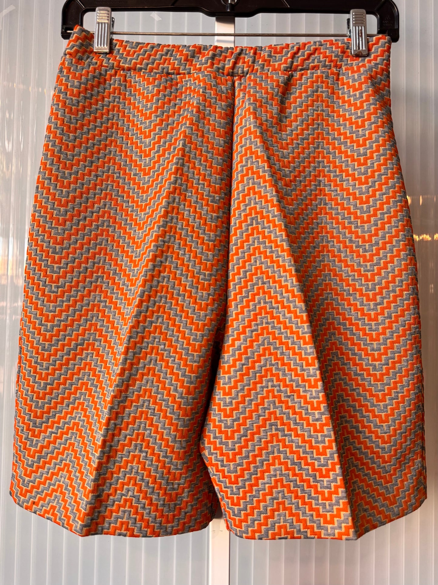 1970s Orange & Gray Chevron Shorts