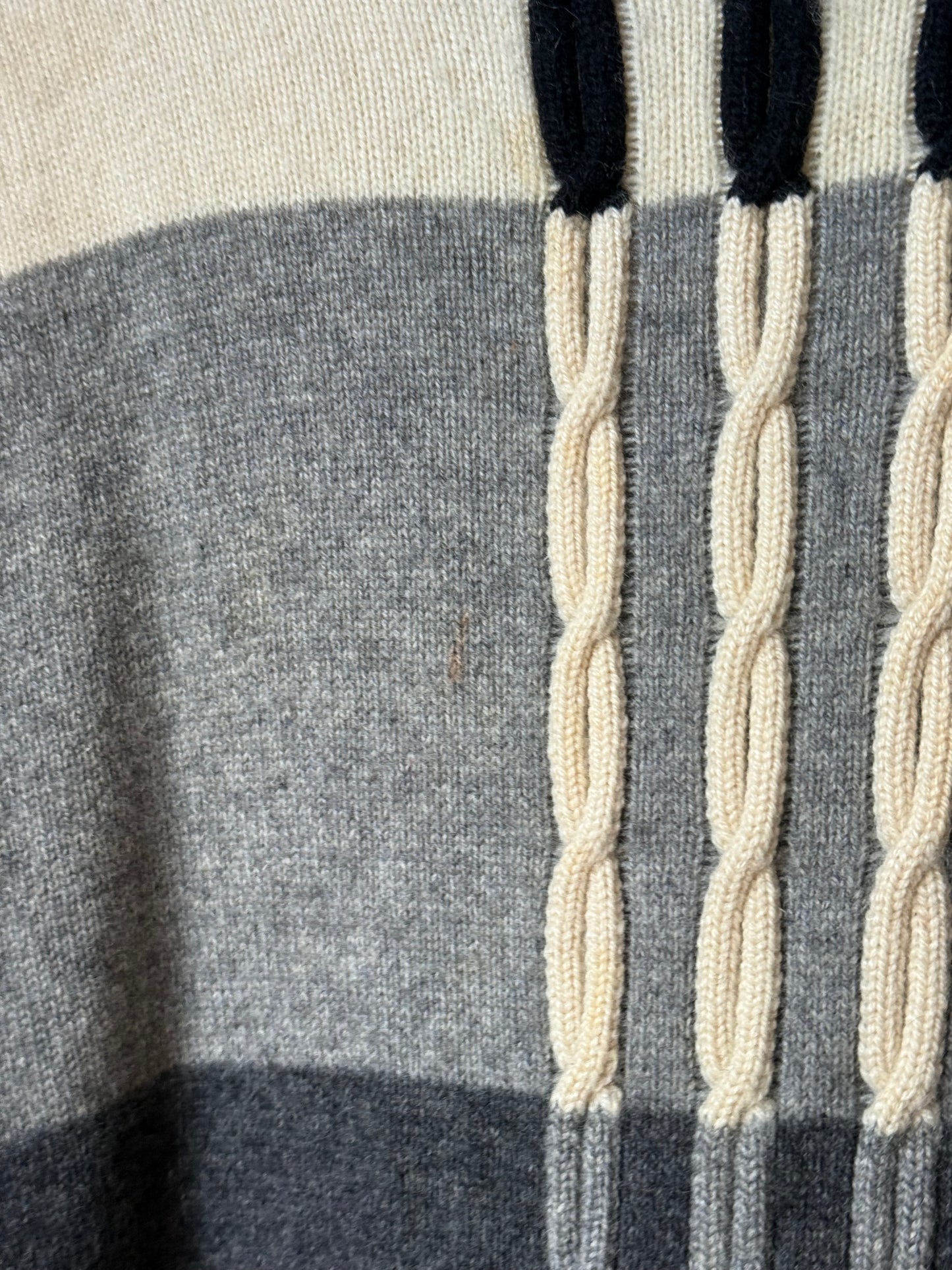 1980s Grey & White Striped Scottish Cashmere Sweater