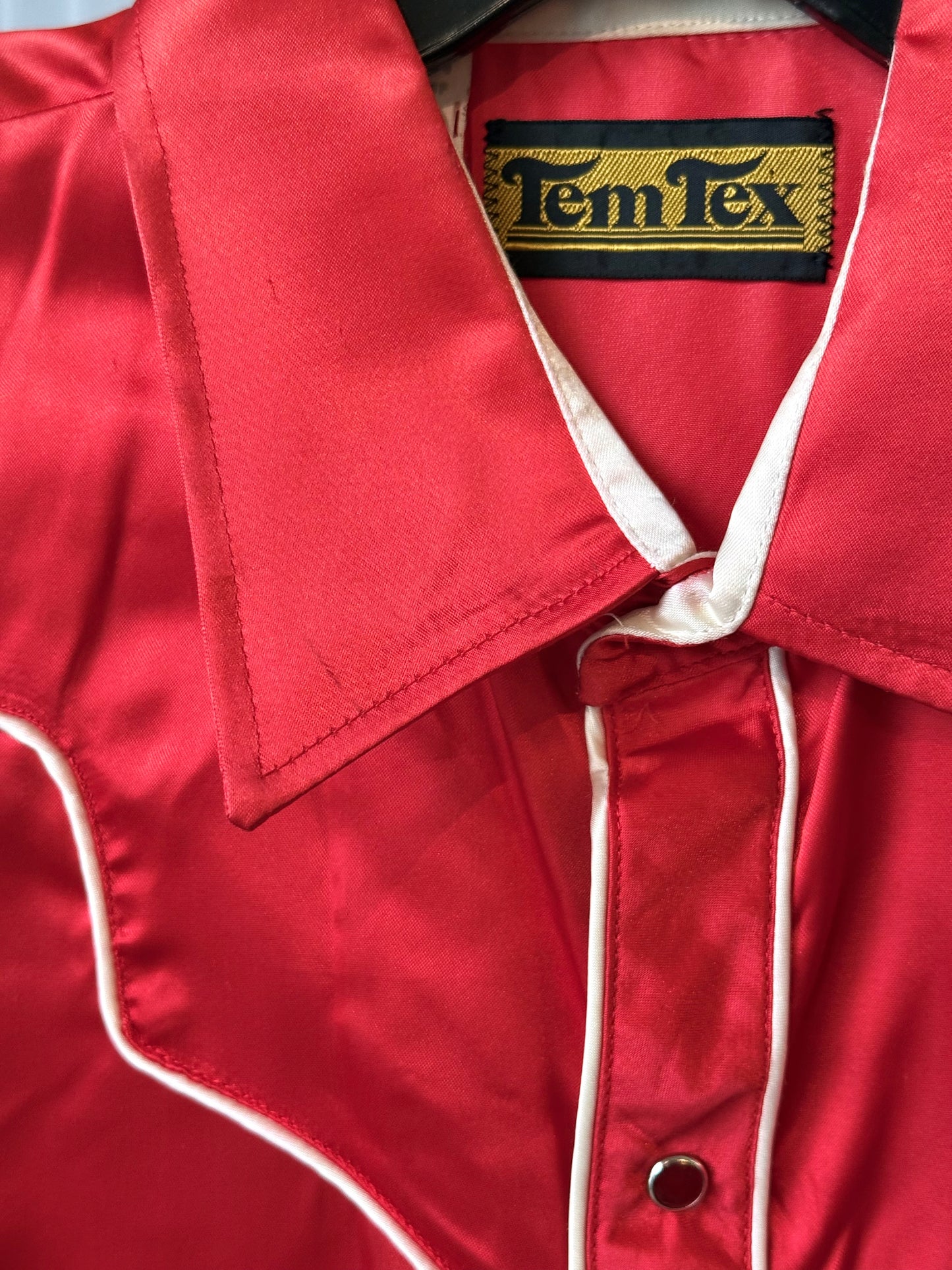 1970s Red & White Western Tem Tex Shirt