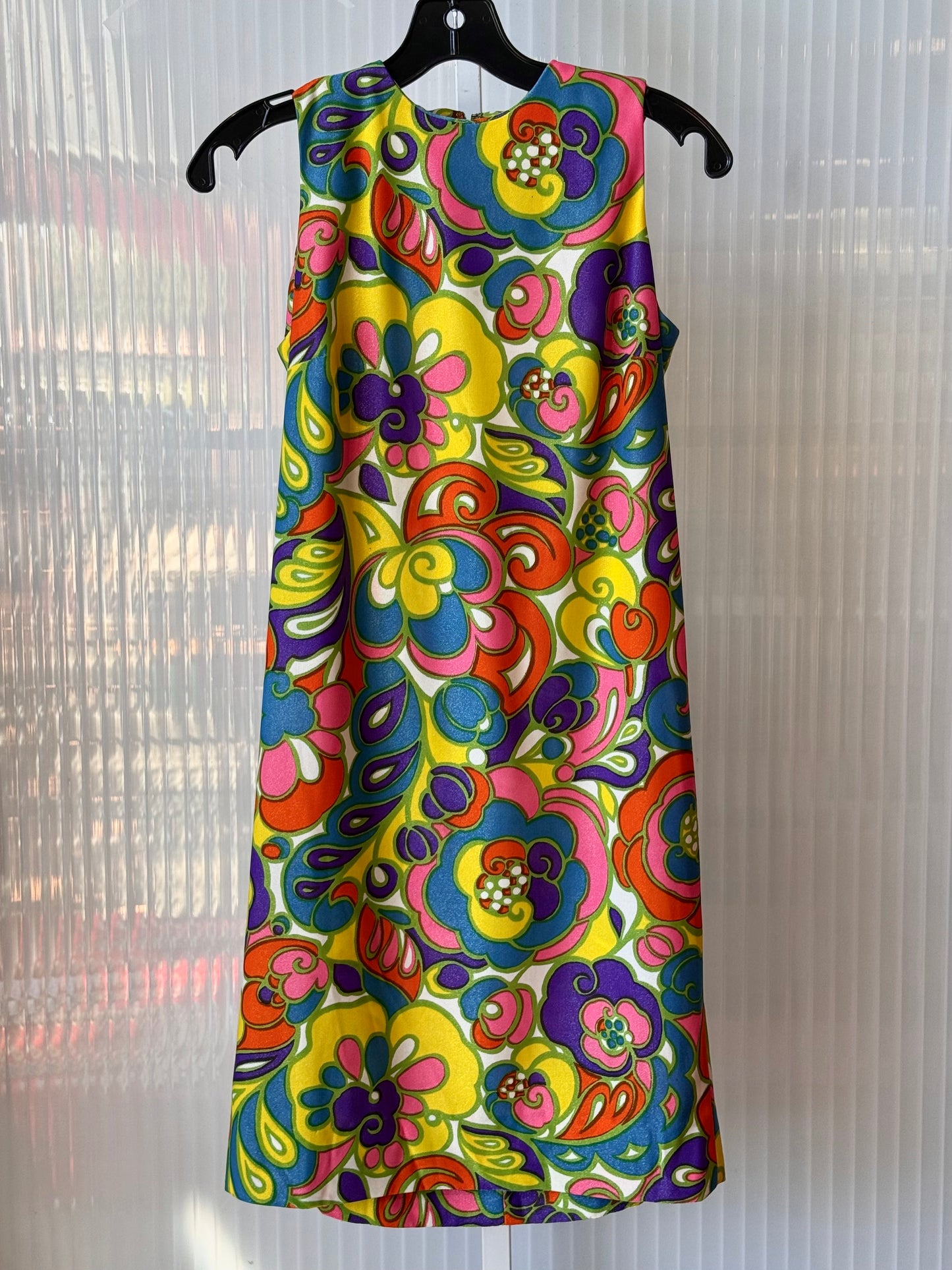 1960s Multicolor Mod Dress w/ Shoulder Sash