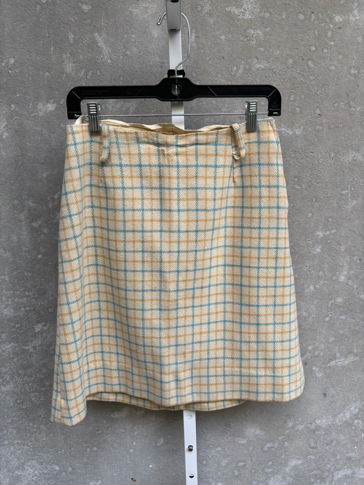 1950s/60s Tan Windowpane Check Skirt