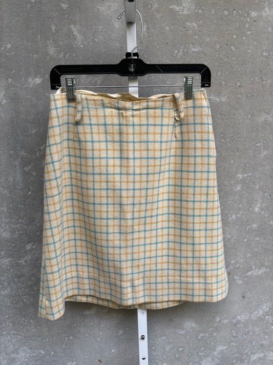1950s/60s Tan Windowpane Check Skirt
