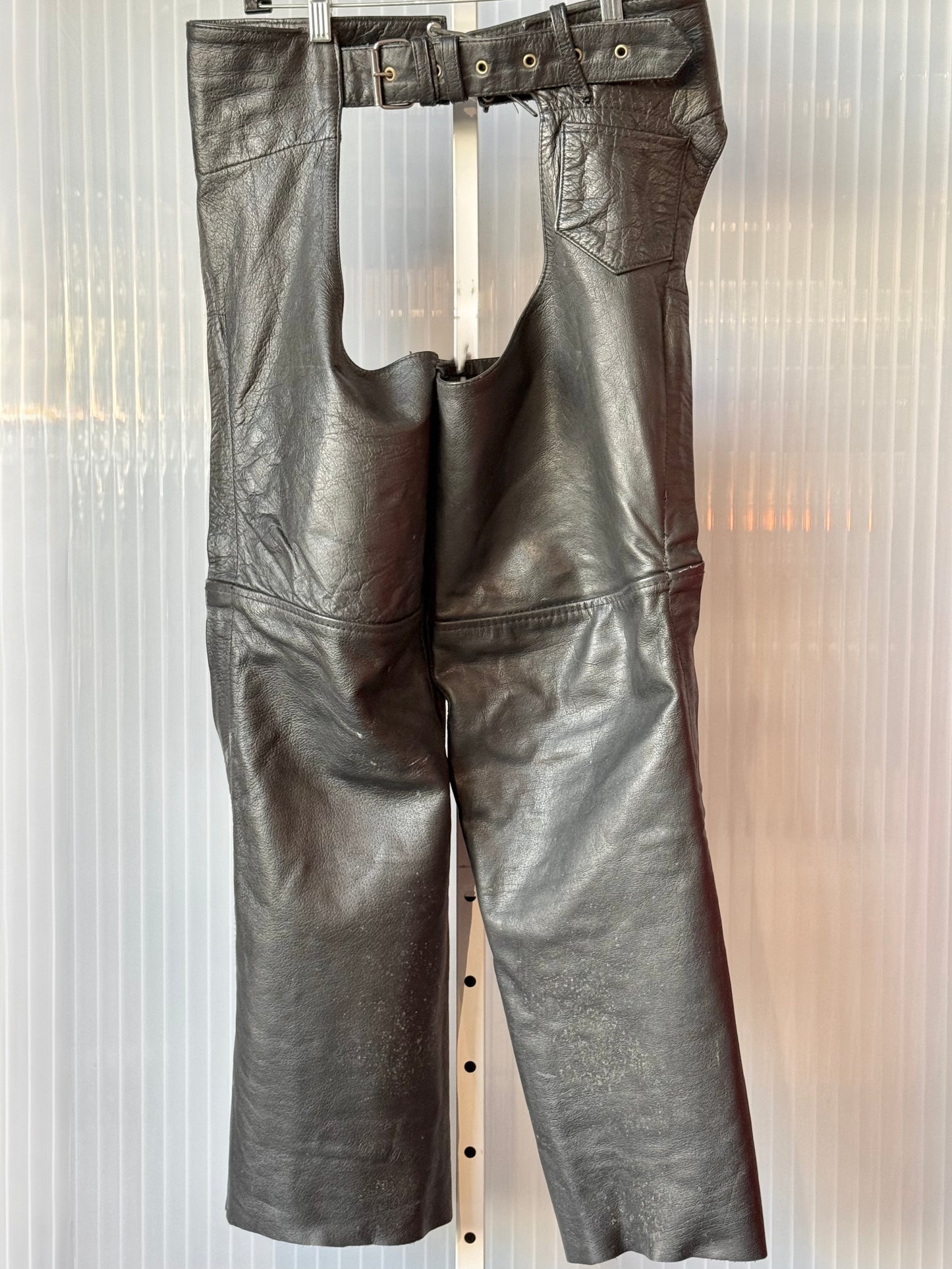 1970s Steer Brand Black Leather Chaps