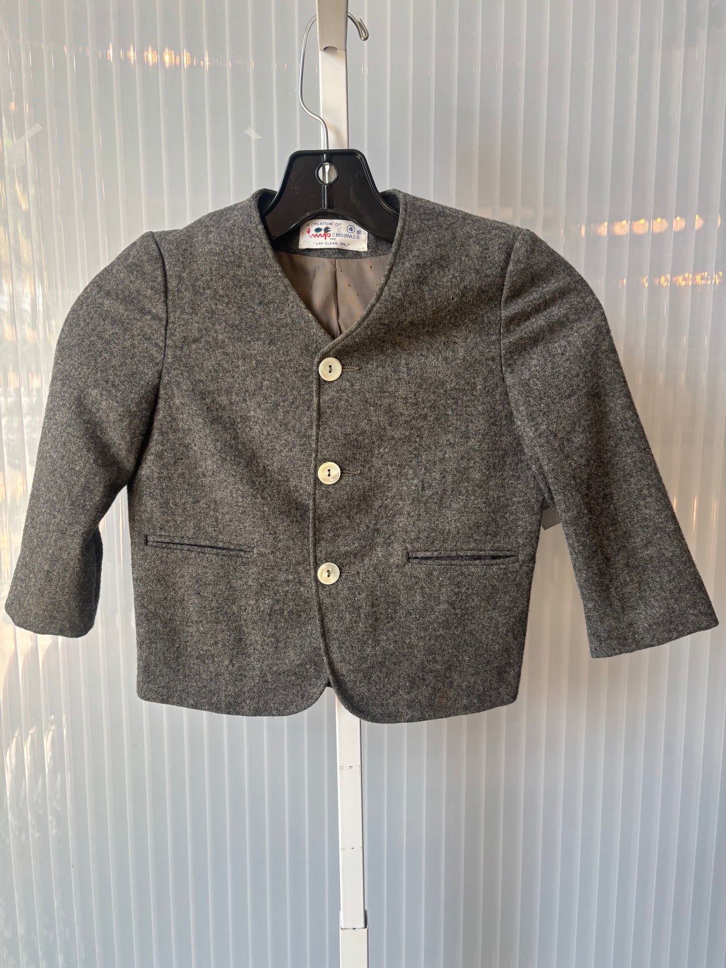 1960s Gray Wool Childrens Blazer