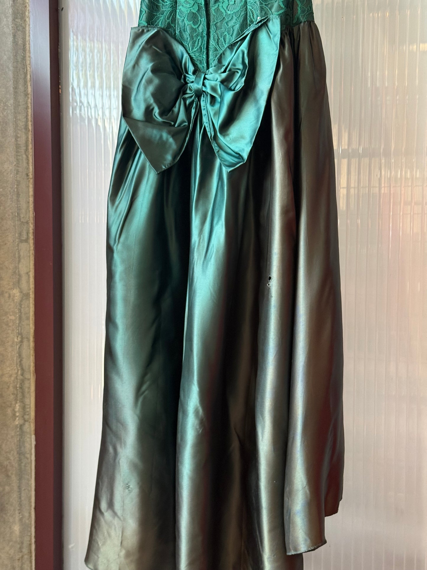 1980s Teal Prom Dress w/ Bows