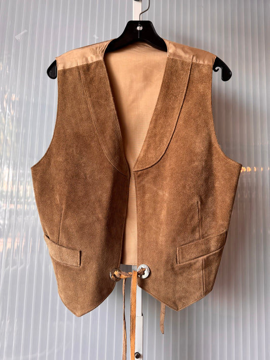 1980s Cream Suede Western Silver Tassel Vest