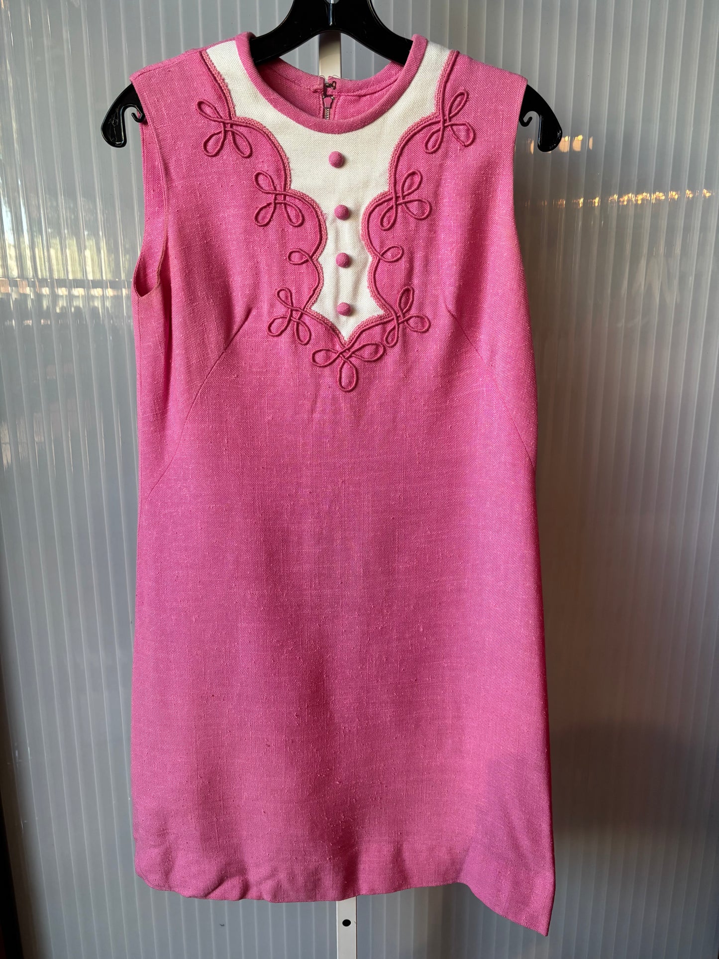 1960s Pink and White Shift Dress