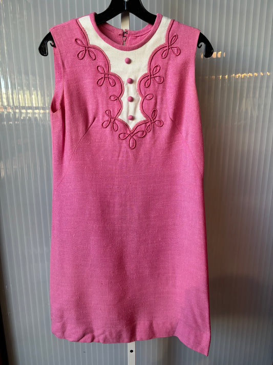 1960s Pink and White Shift Dress