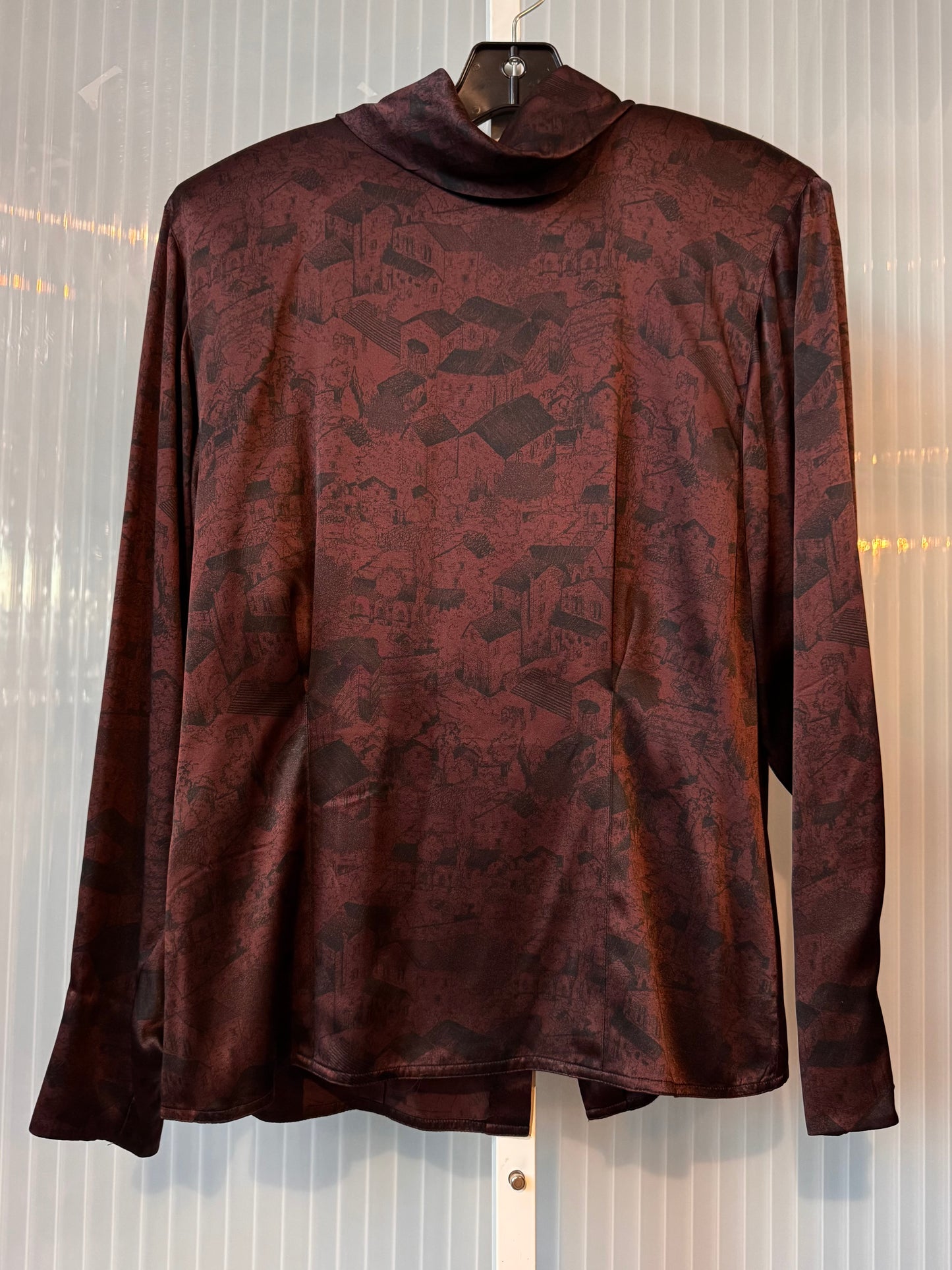 1980s 100% Silk Maroon & Black Village Design Blouse