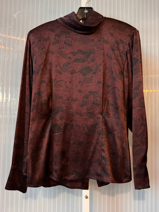 1980s 100% Silk Maroon & Black Village Design Blouse