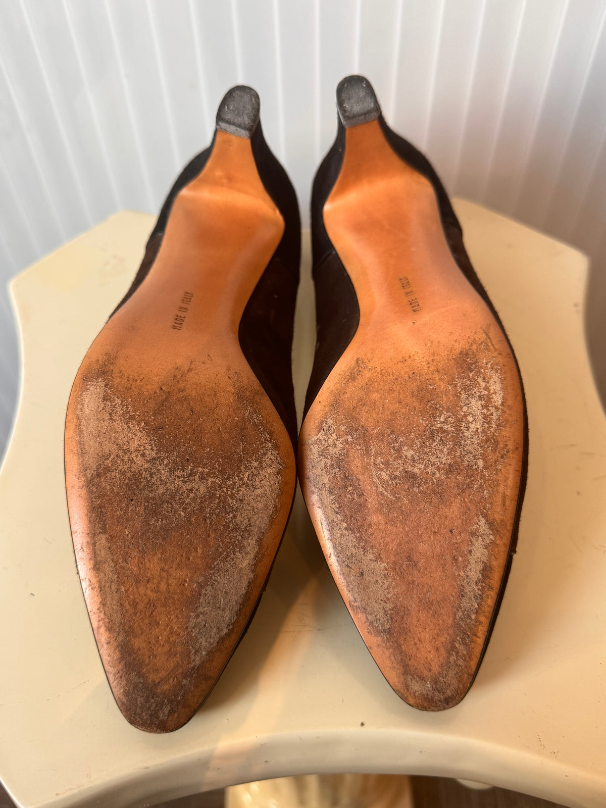 Late 1950s Salvatore Ferragamo Brown Suede Heels