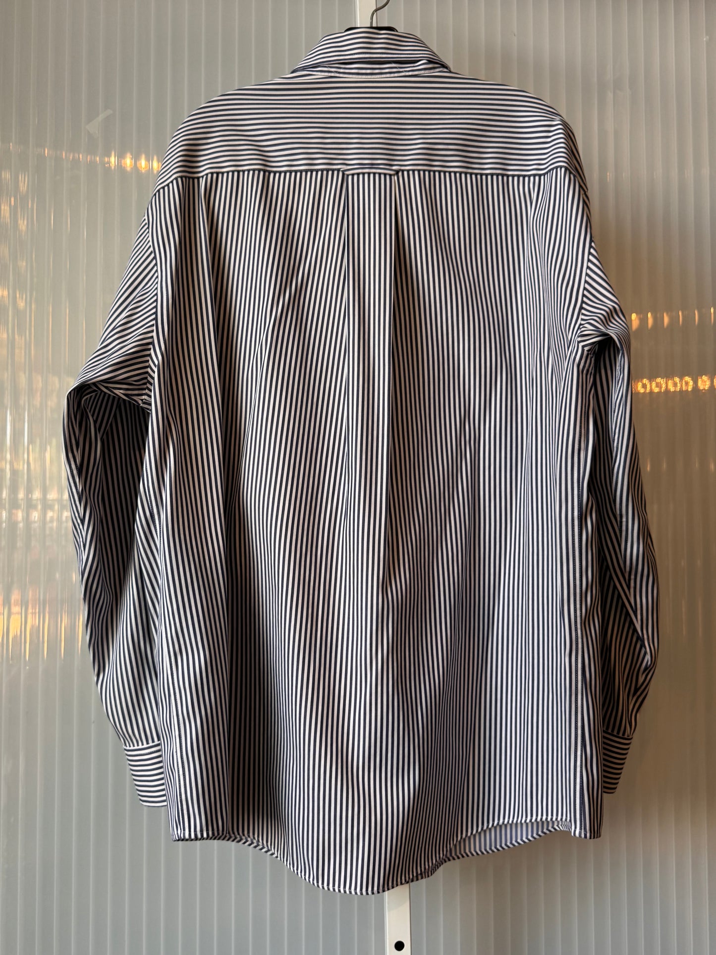 2000s Blue & White Striped Button-down Shirt
