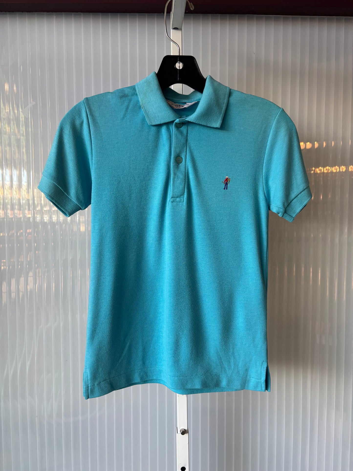 1970s Bright Blue Levi's Saddleman Collared Shirt w/ Cowboy