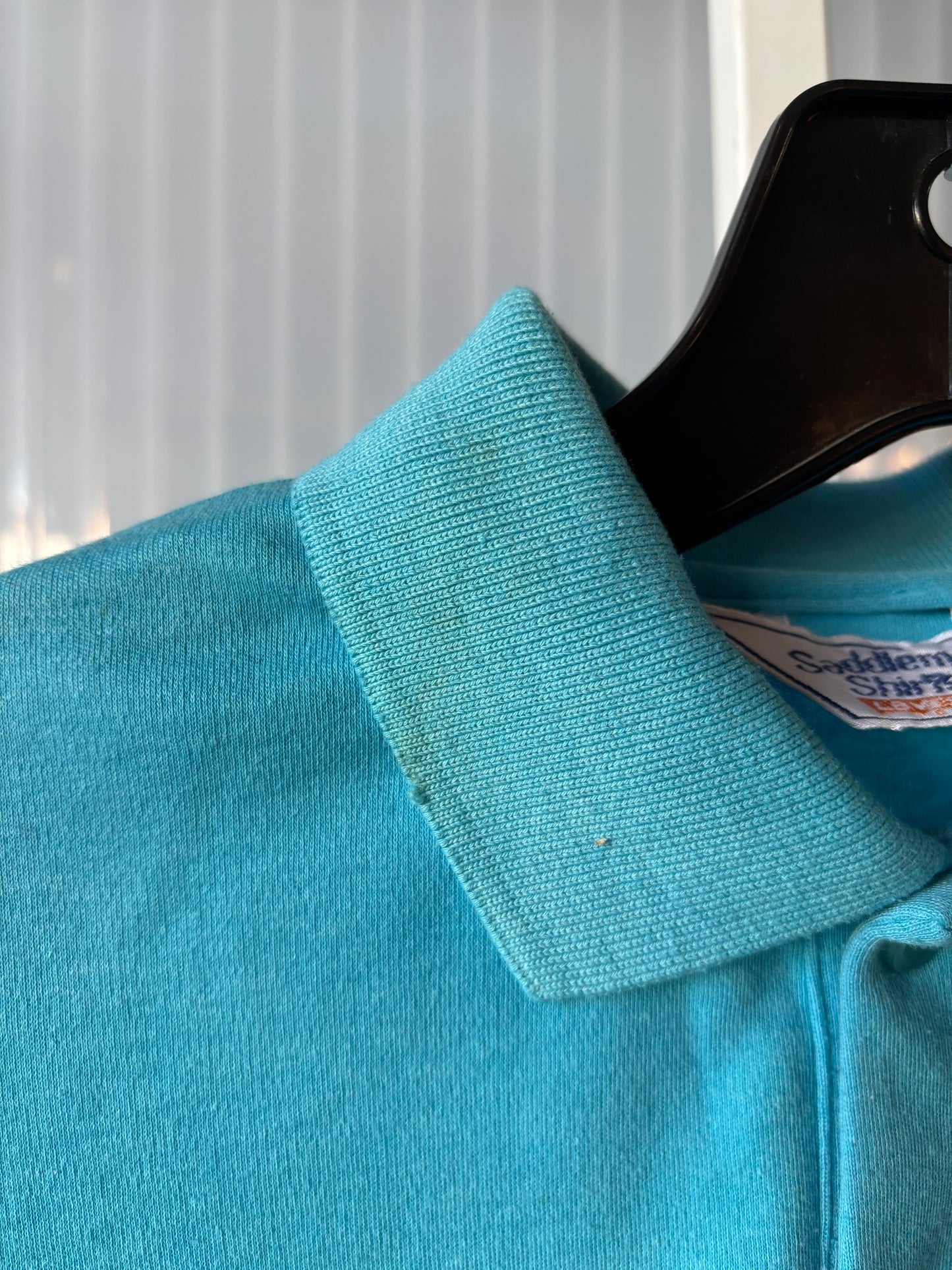 1970s Bright Blue Levi's Saddleman Collared Shirt w/ Cowboy