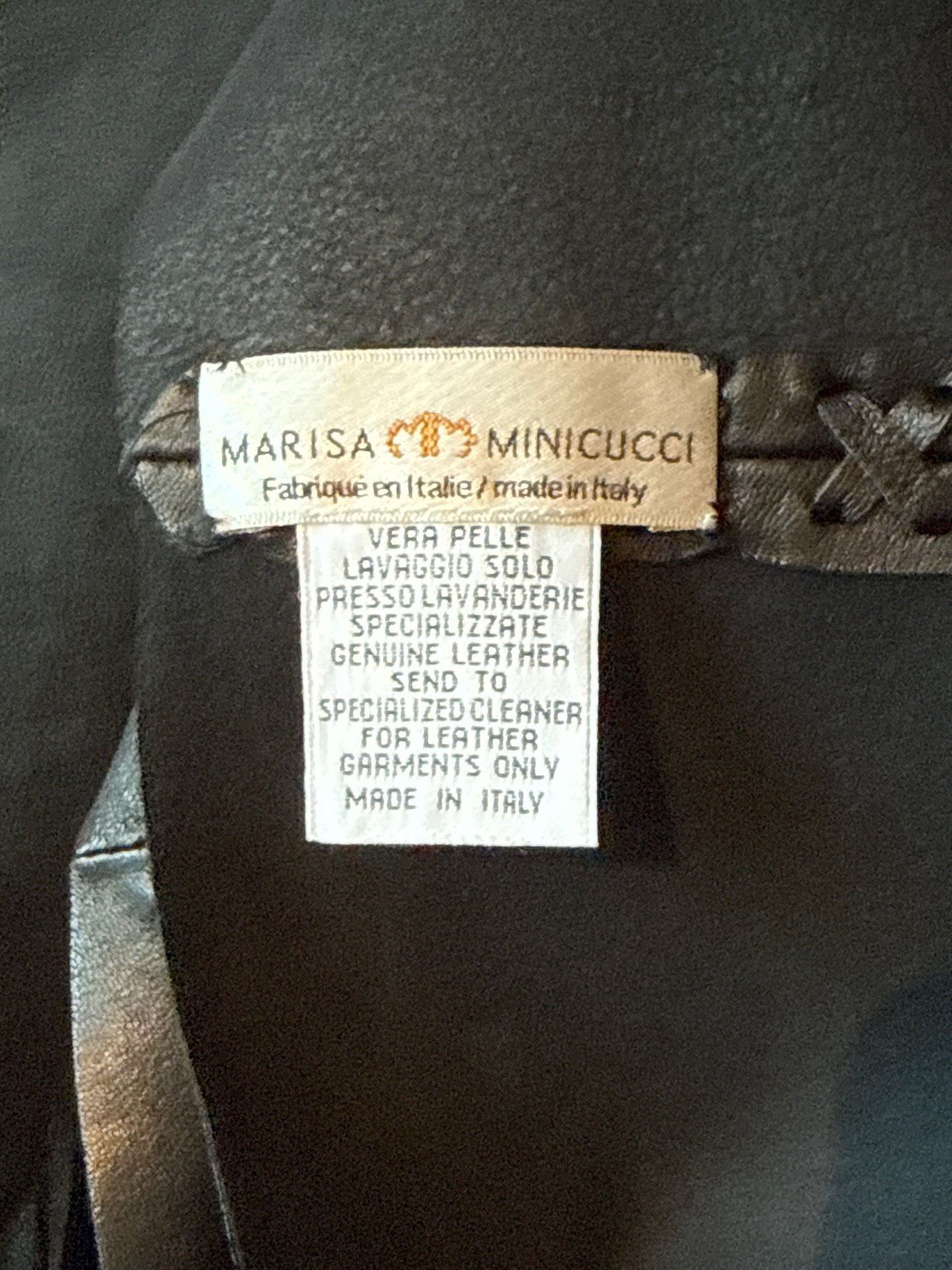 Black Italian Leather Fringe Scarf