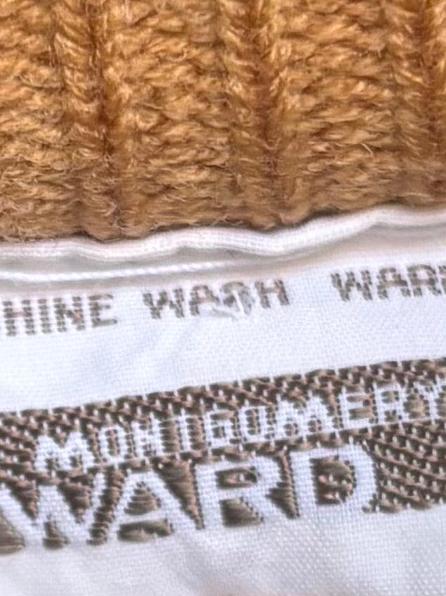 1970s Knit Camel & Cream Zip-Up Sweater