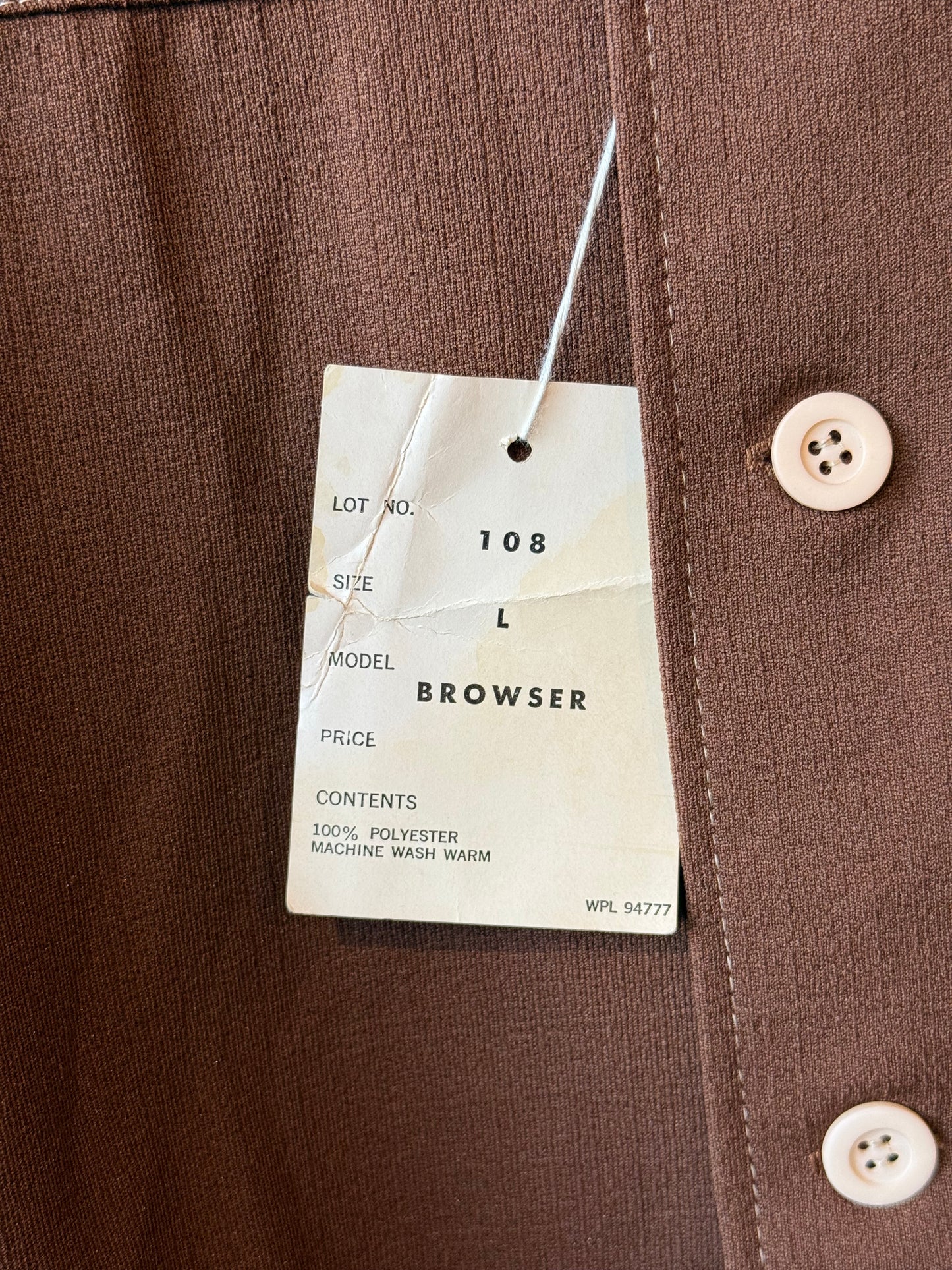 1970s Brown Collared Shirt w/ Deadstock Tags