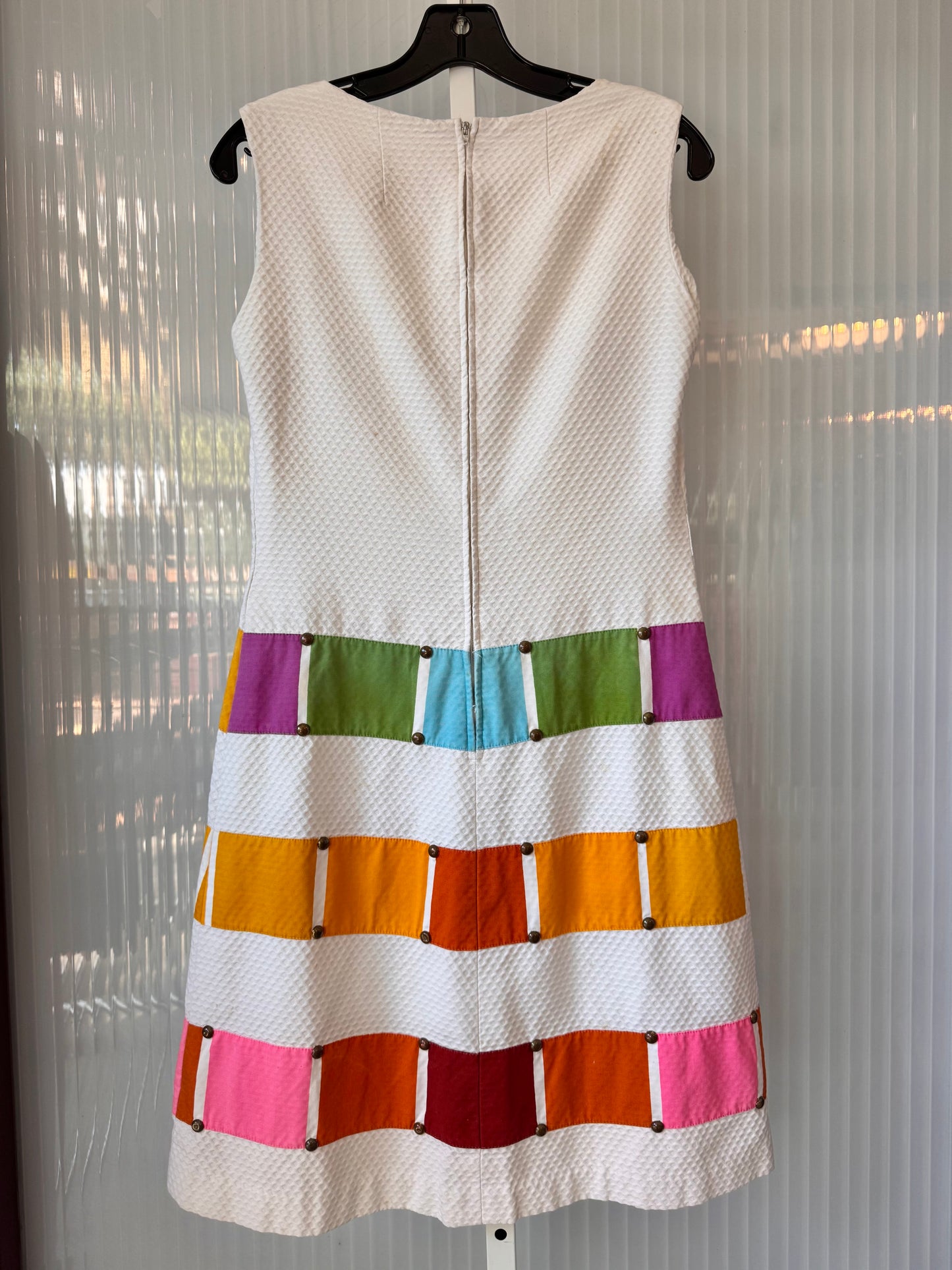 1960s Color-Blocked White Dress