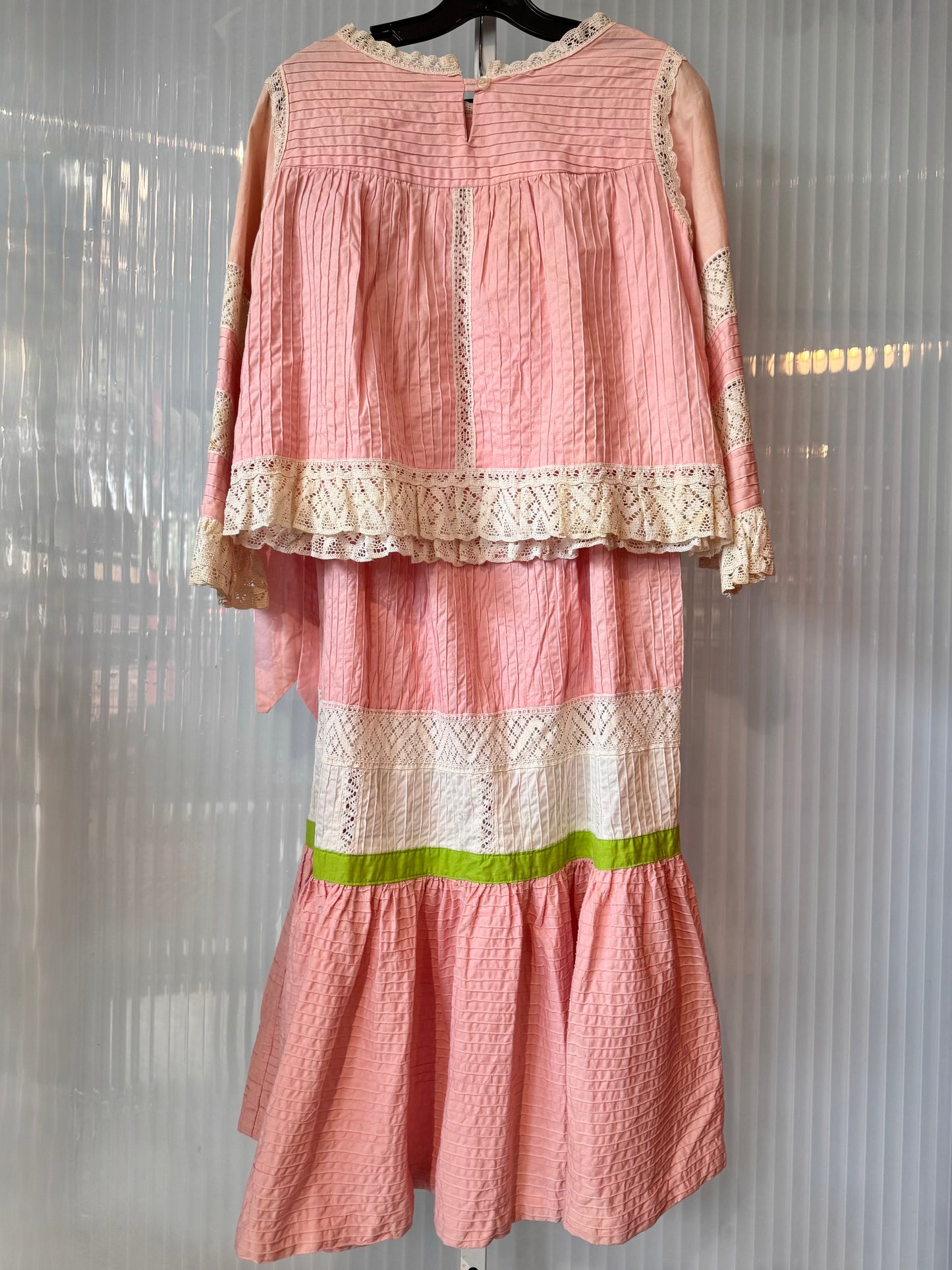 1970s Georgia Charuhas Pink Floral Top & Skirt Set