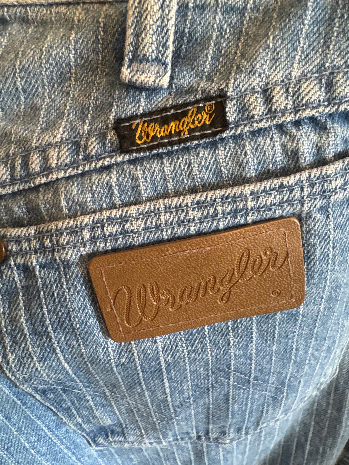 1980s Wrangler Striped Light-wash Denim Straight Leg Jeans