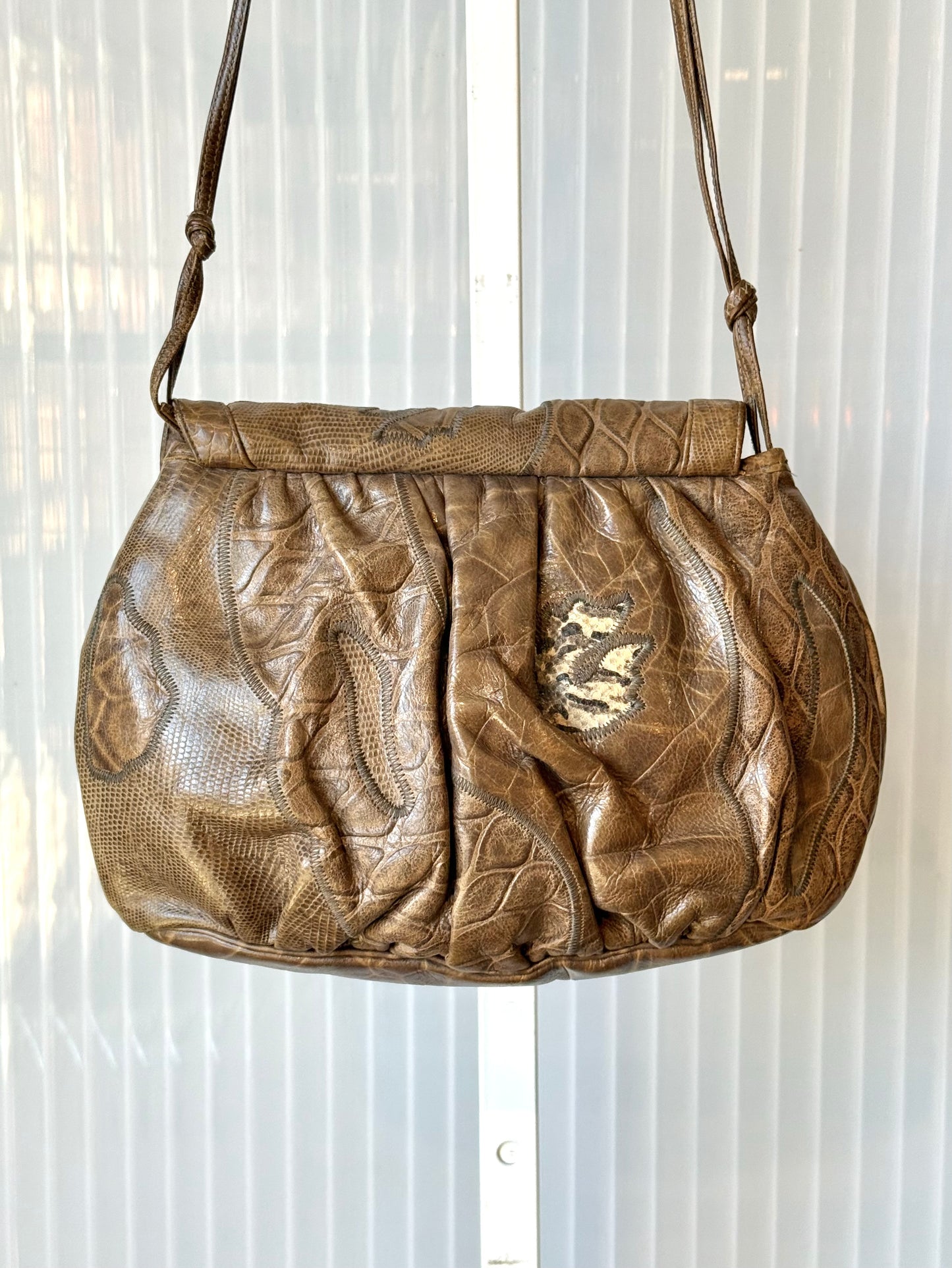 1980s Patchwork Faux Snakeskin Purse