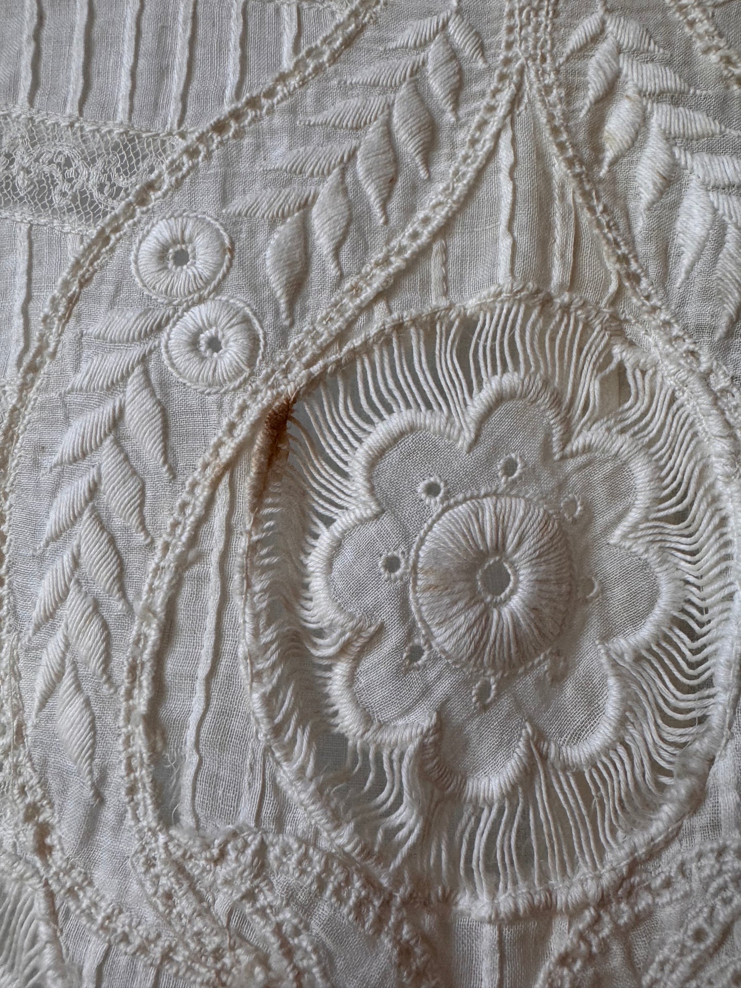 Edwardian Sheer Button-Up Eyelet, Lace & Pintuck Blouse