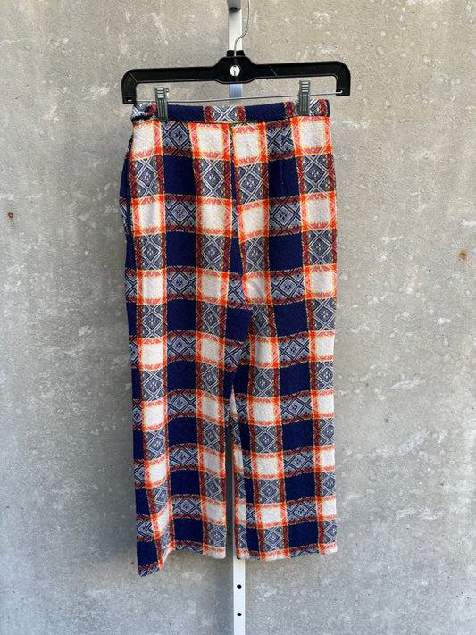 1960s Blue & Orange Checked Pants