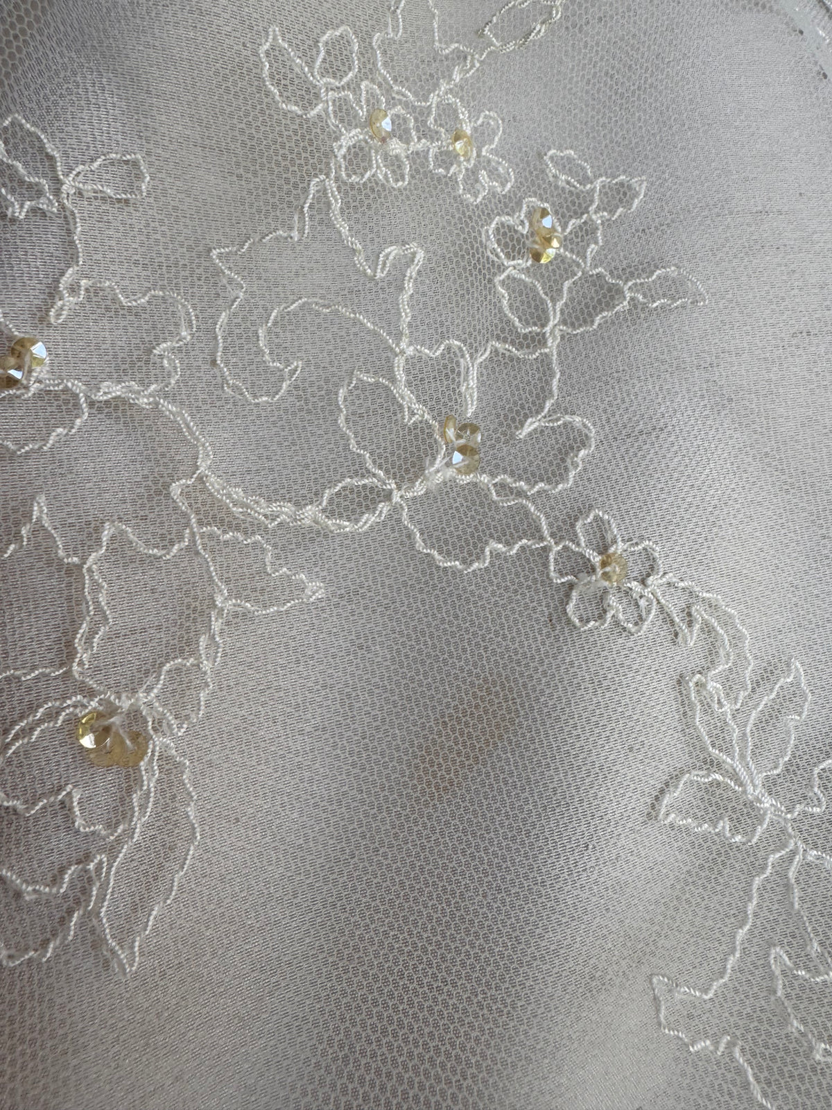 Y2K Taupe Floral Mesh Strapless Wedding Dress