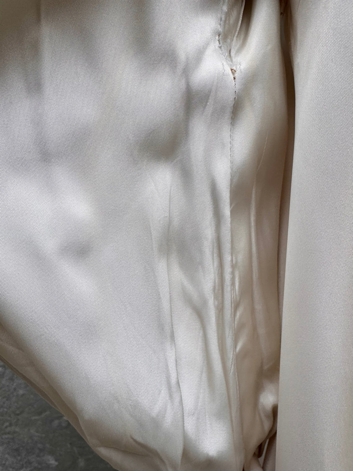 1970s Cream Wedding Dress with Tan Embroidery