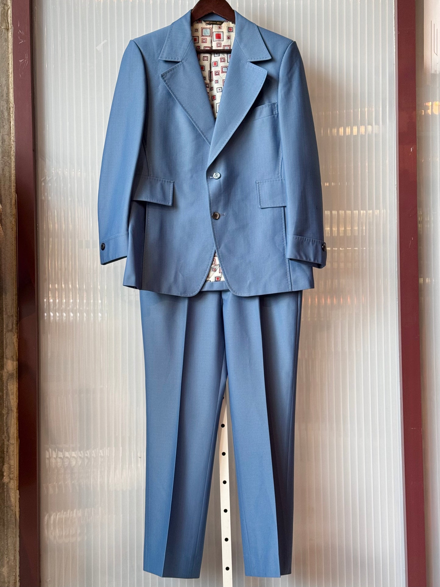 1970s Groovy Blue Suit Jacket & Pants Set