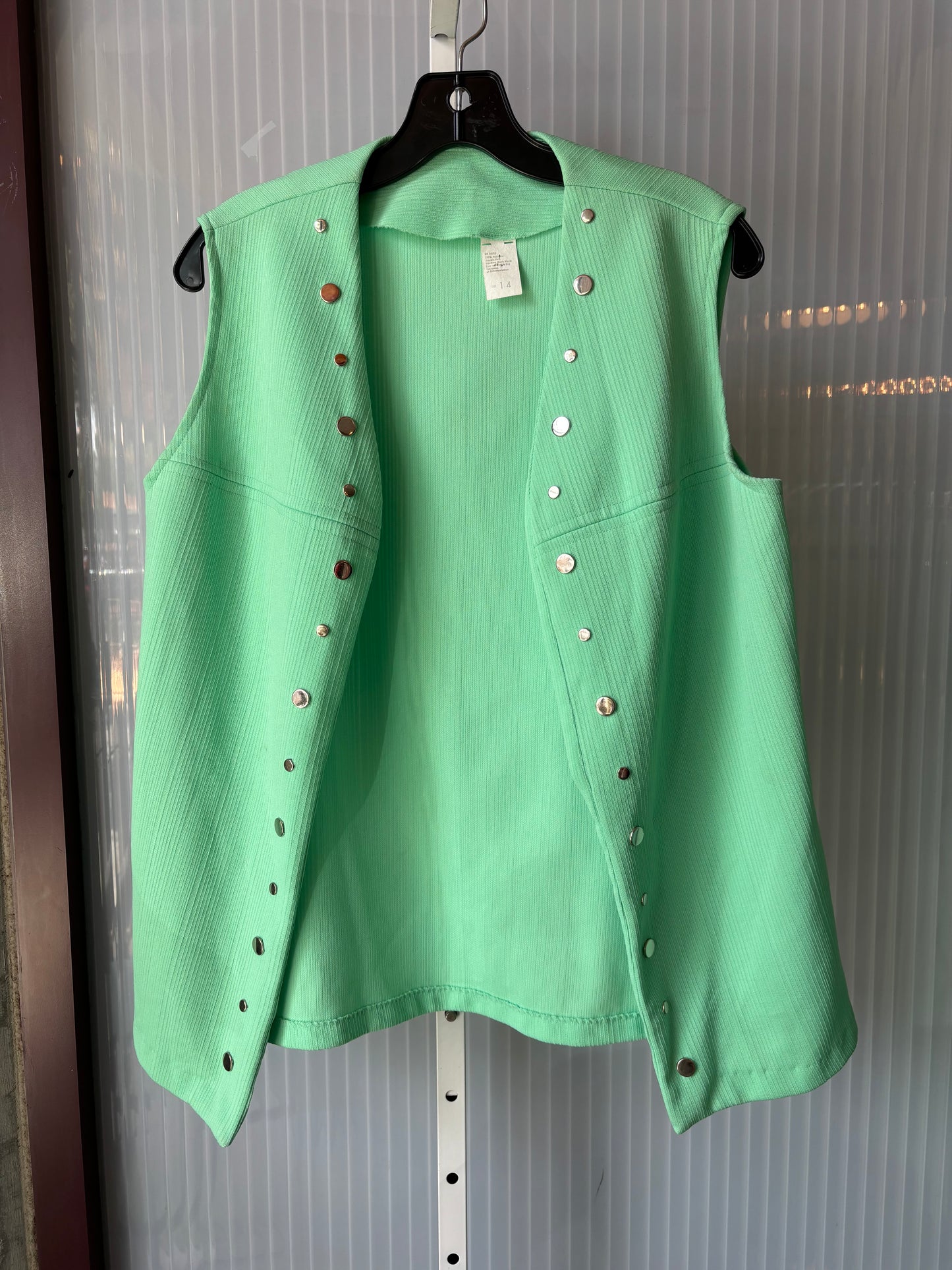1970s Mint Green Vest & Pants Set w/ Silver Studs