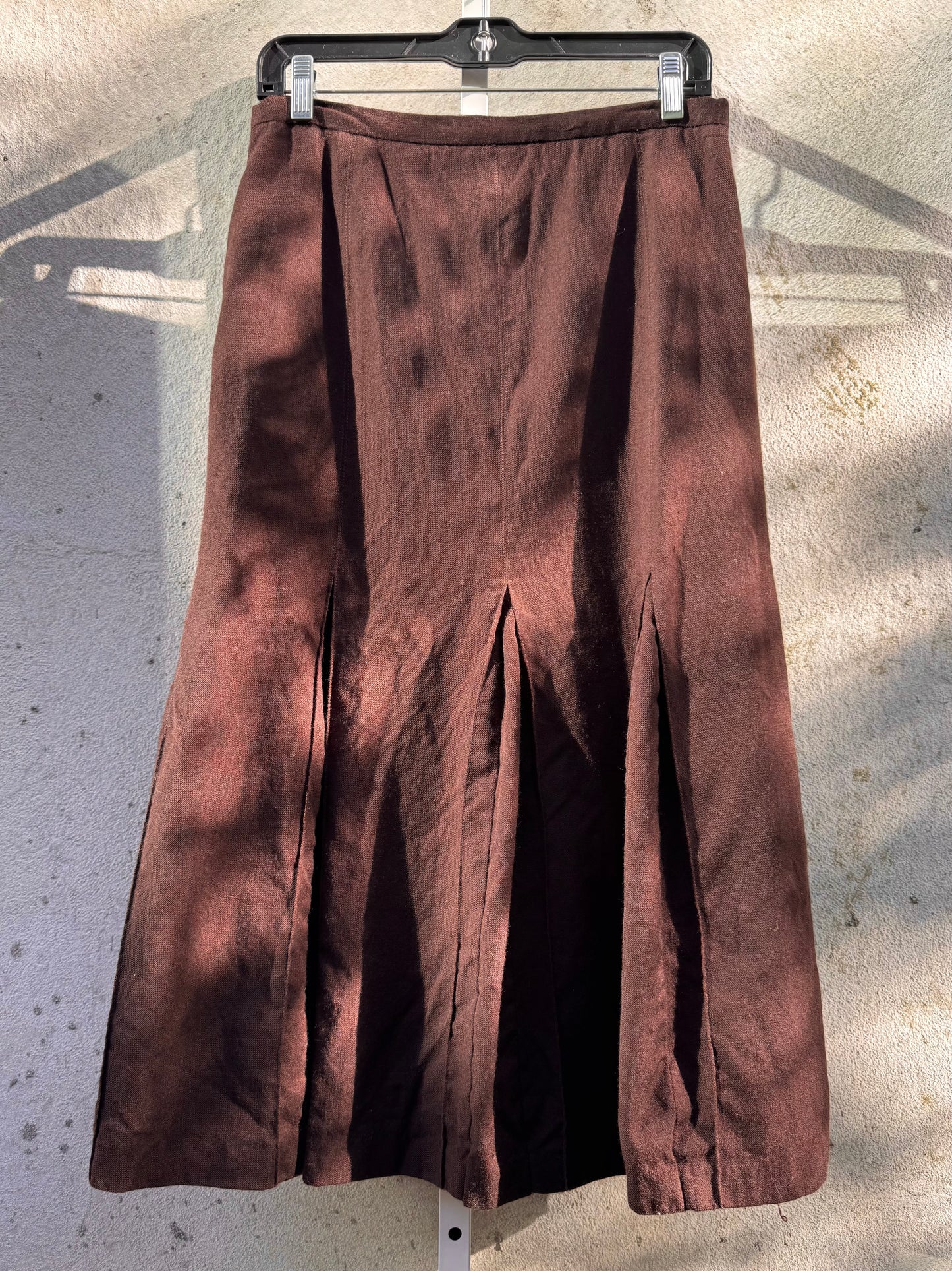 1970s Brown Wool Skirt with Pleats