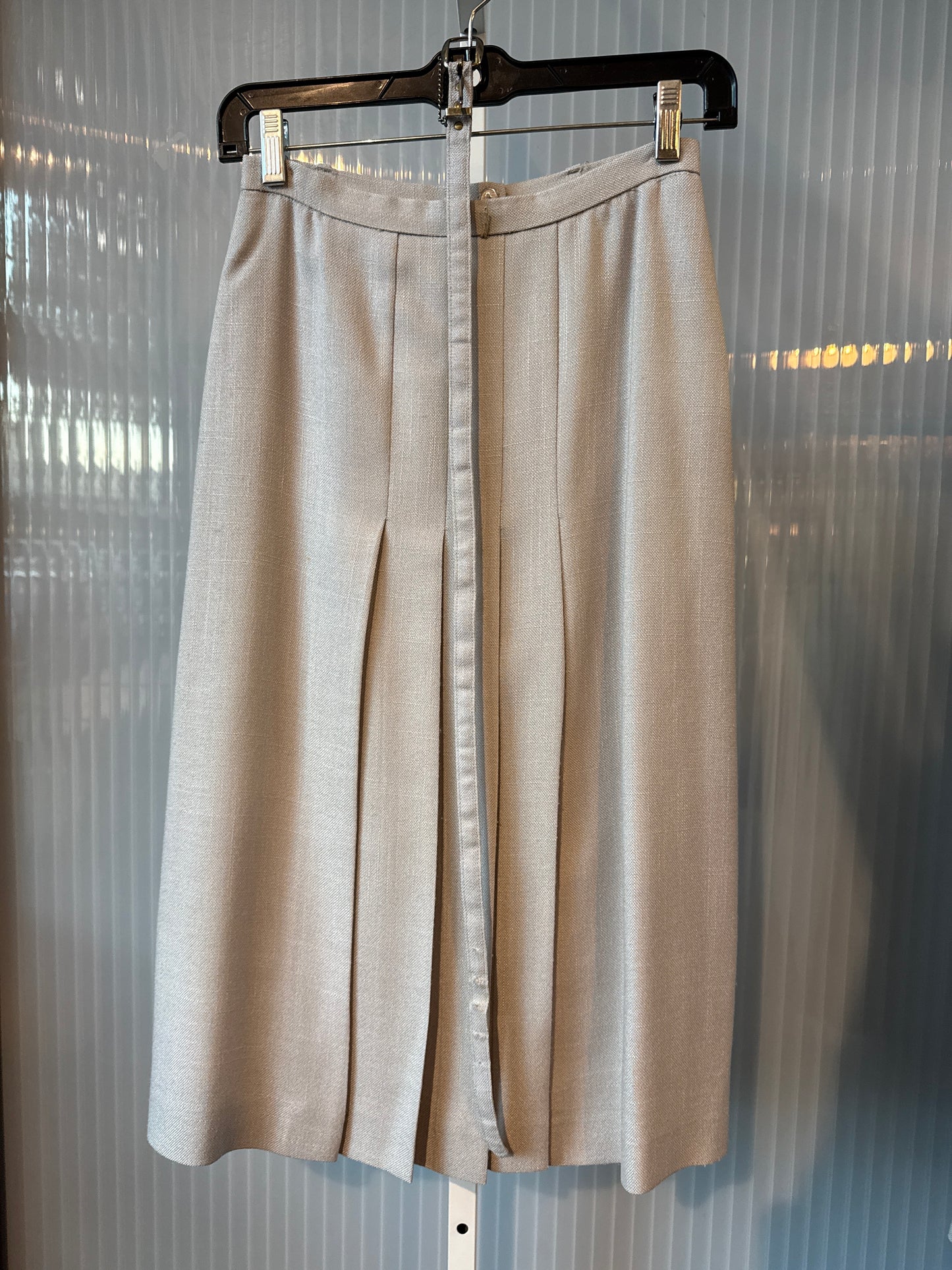 1980s Gray Pleated Midi Skirt