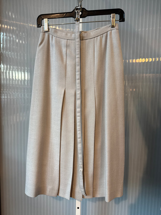 1980s Gray Pleated Midi Skirt