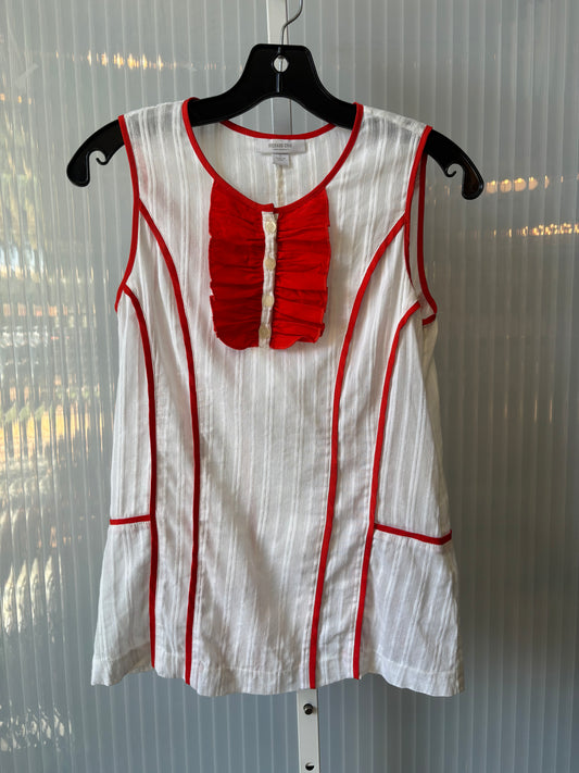 Y2K does 1960s White and Orange Frilly Top