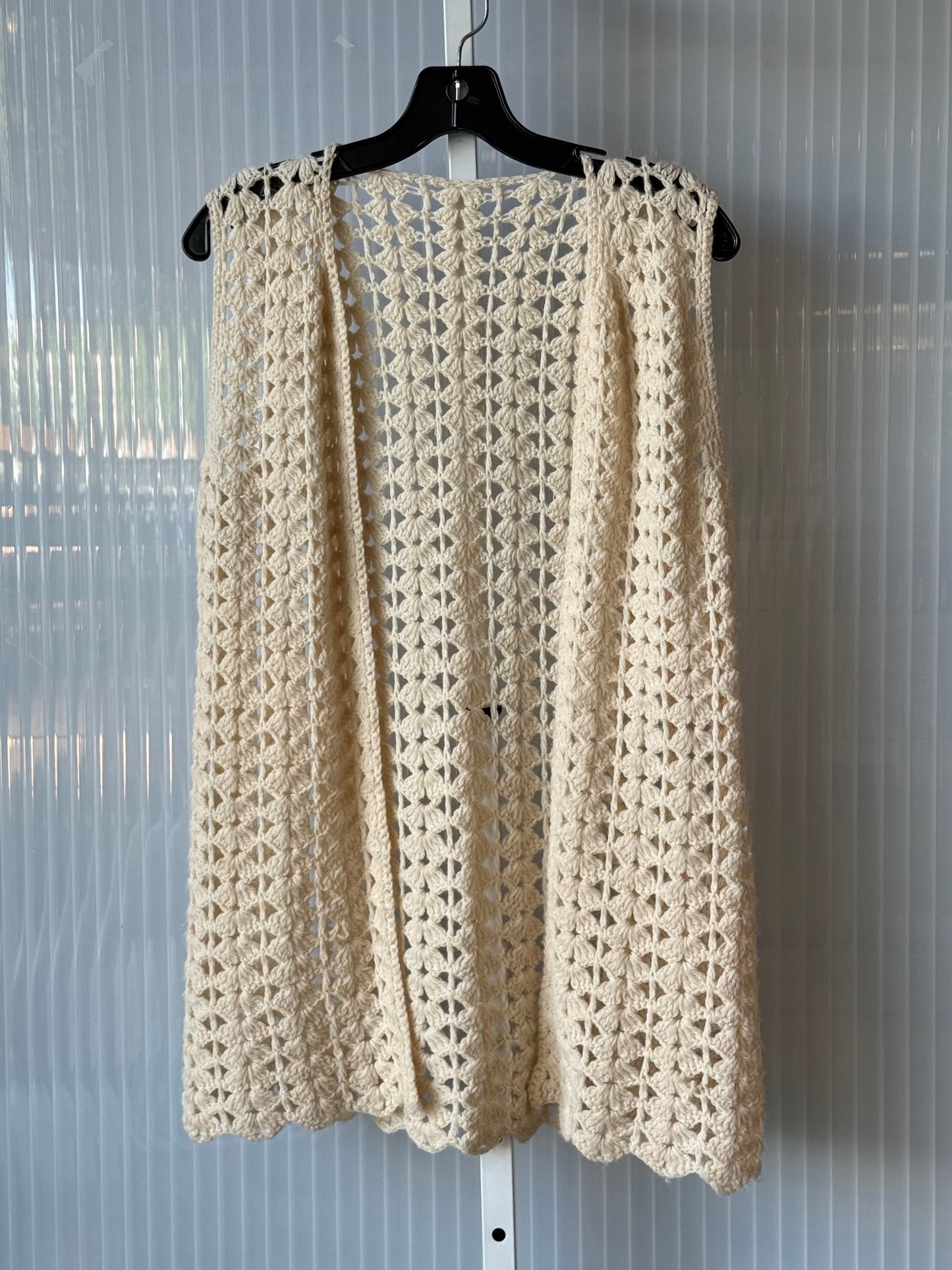1970s Cream Crochet Long Vest & Skirt Set