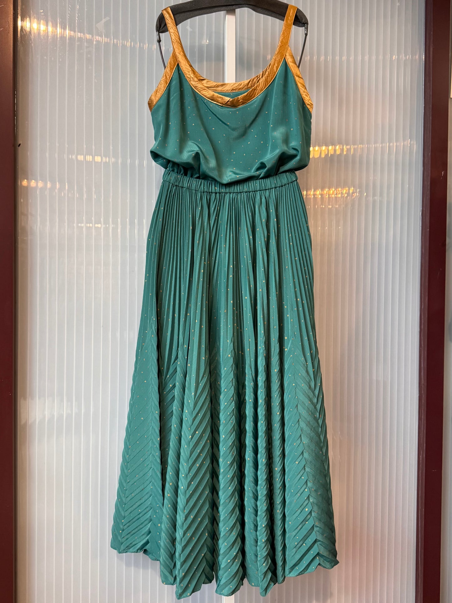 1980s Teal & Gold Bodysuit & Skirt Set