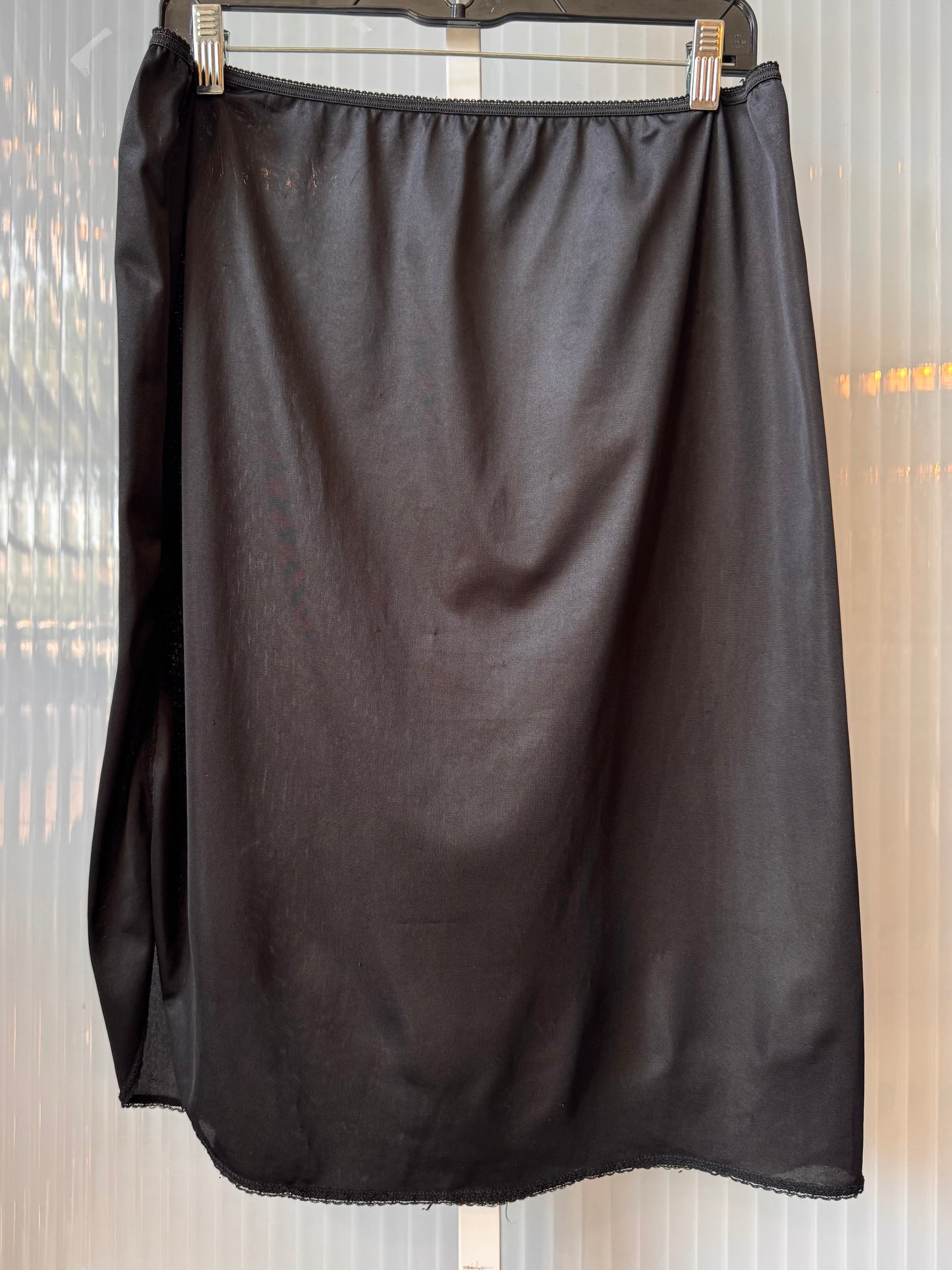Black Skirt Slip with Dainty Lace Hem
