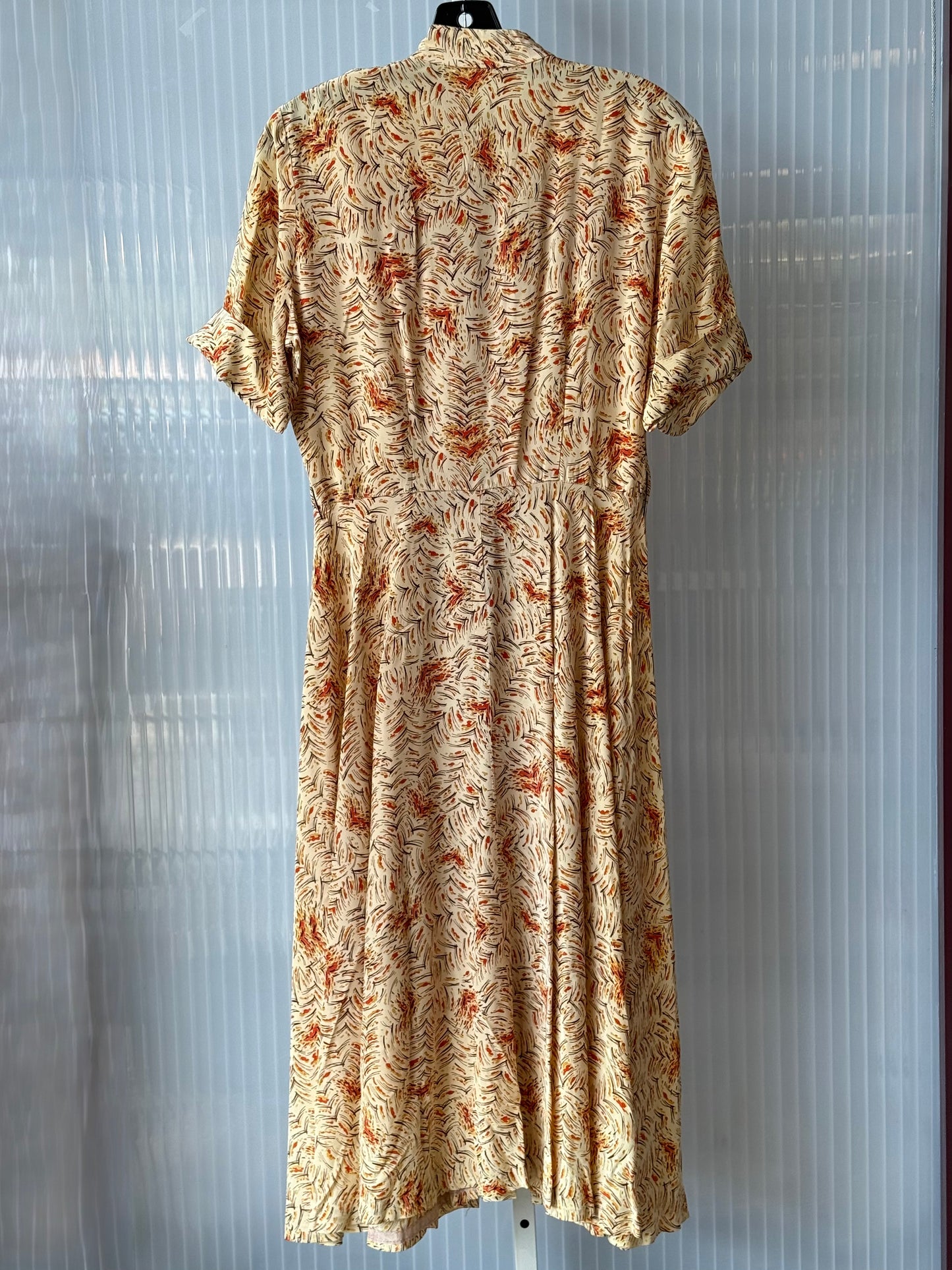 1940s Orange and Cream Abstract Patterned Dress