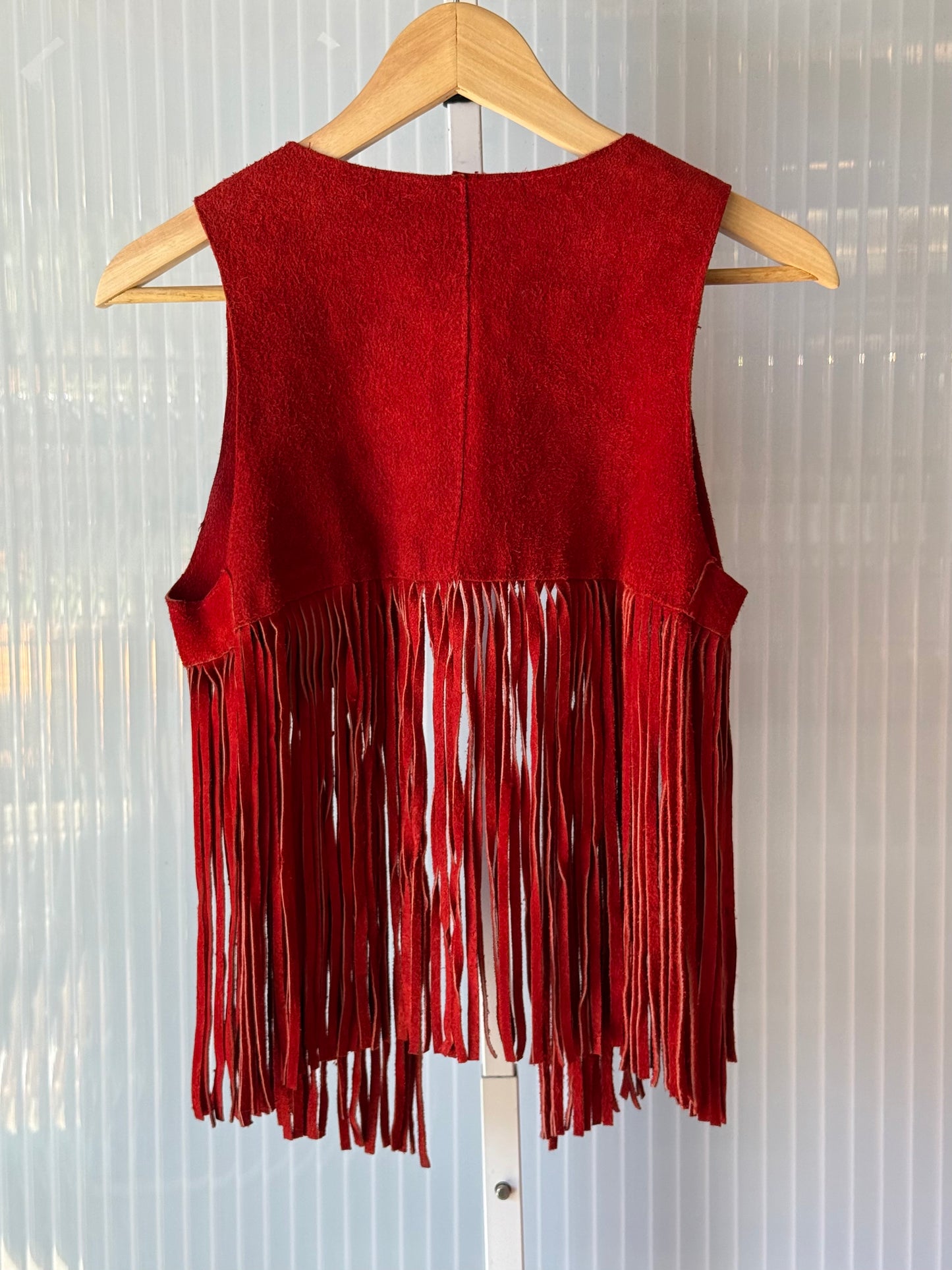 1970s Brick Red Suede Fringe Vest