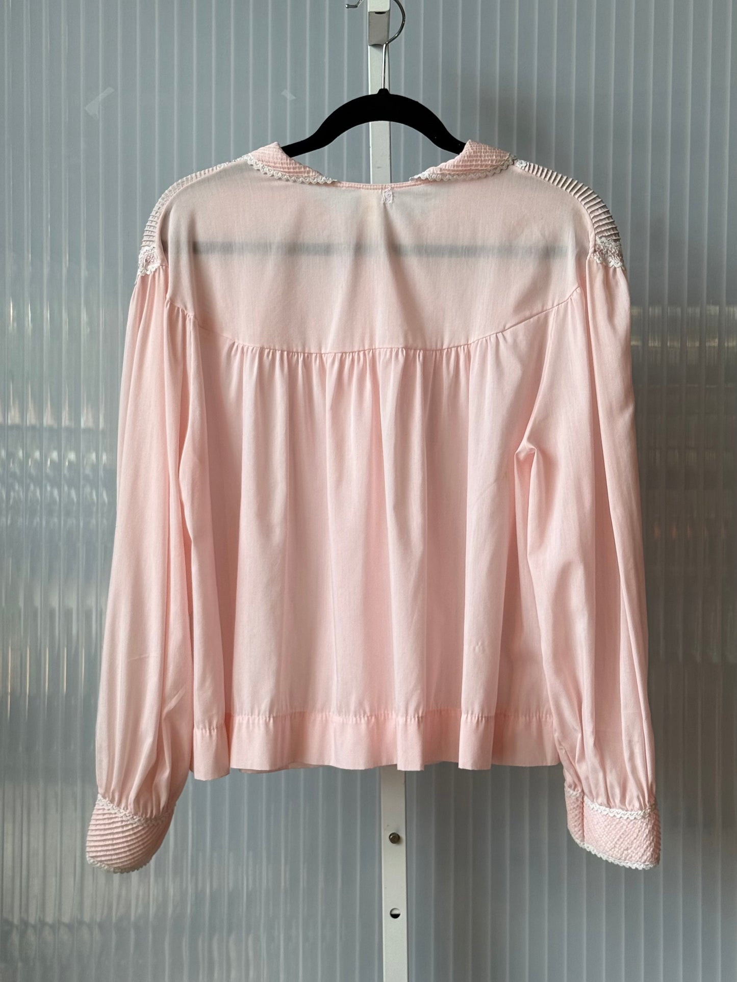 1960s Pink Long-Sleeve Button-Front Bed Jacket