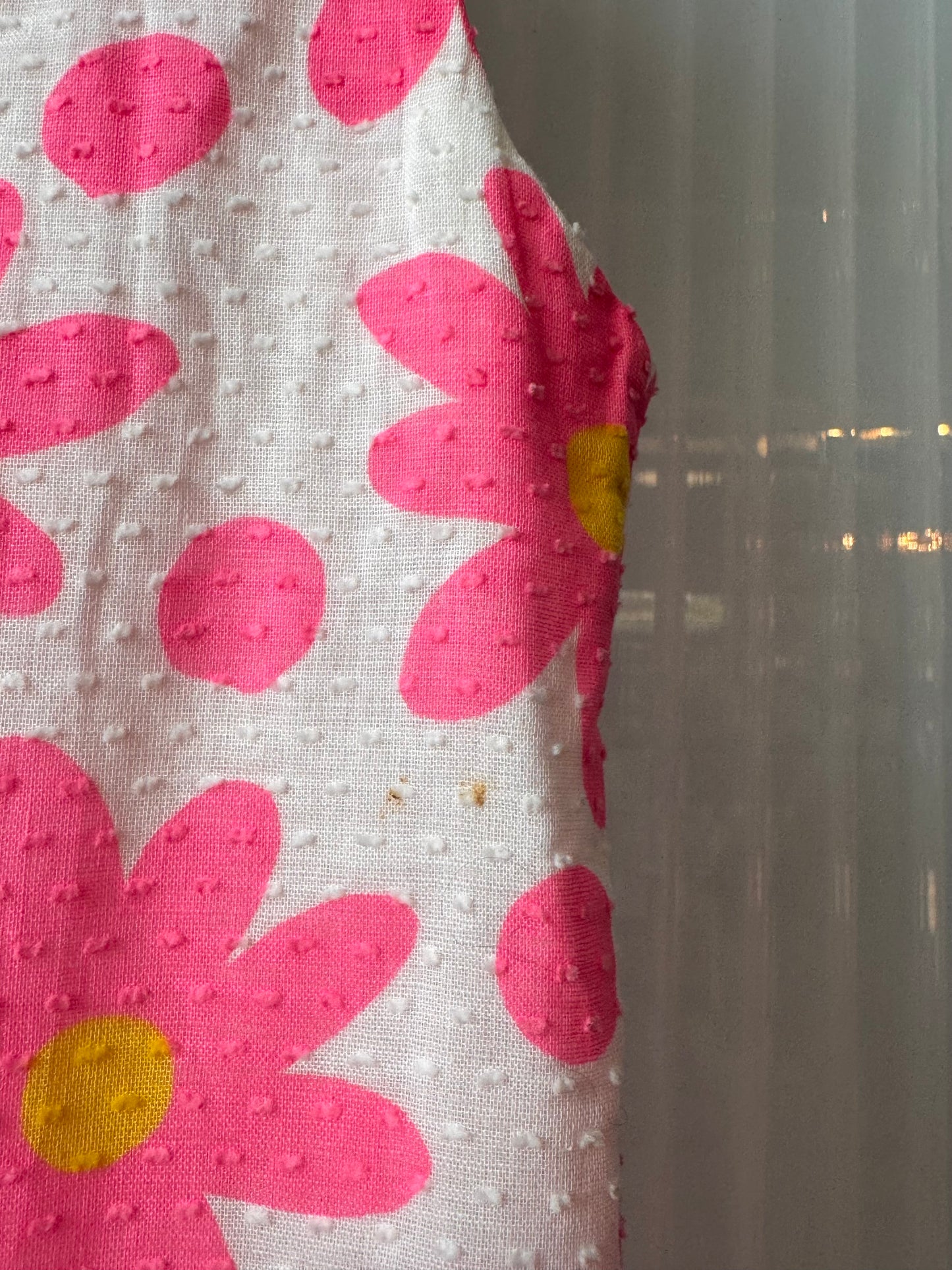 1960s Bright Pink & White Floral Mod-Style Dress