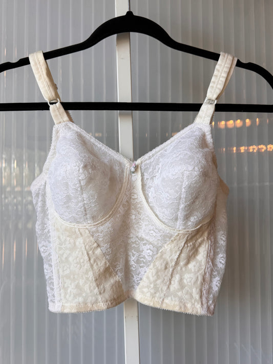 1960s Sheer White Lace Longline Bra