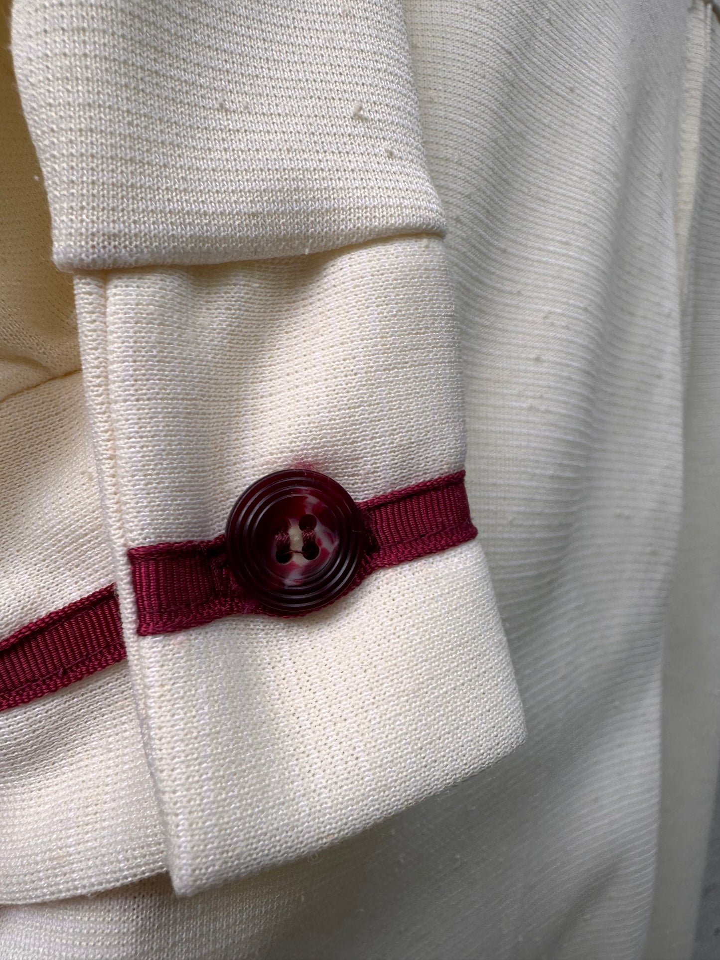 1970s White Western Jumpsuit with Cuff Stripes