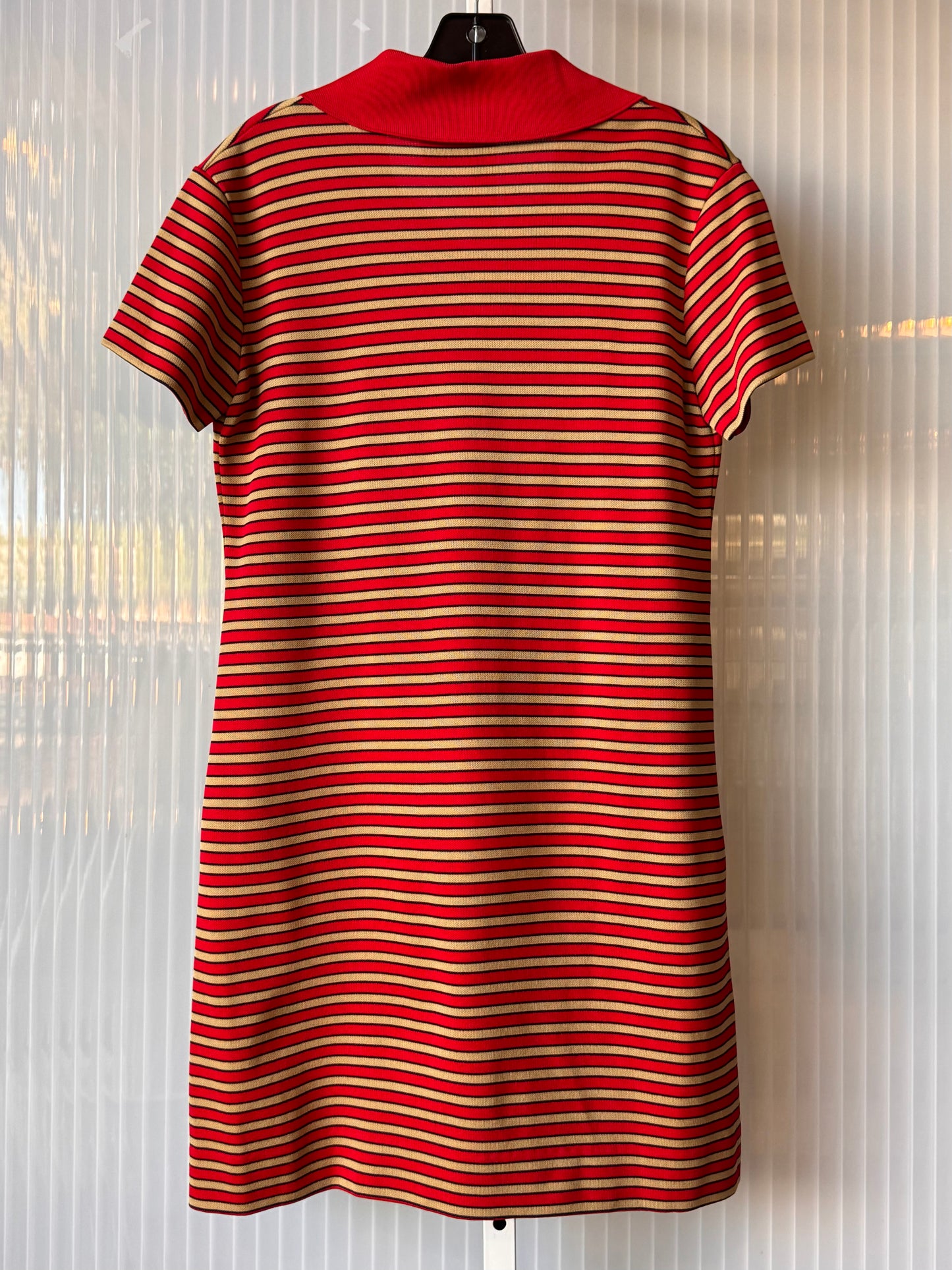 1960s Red & Gold Stripe Collared Shift Dress